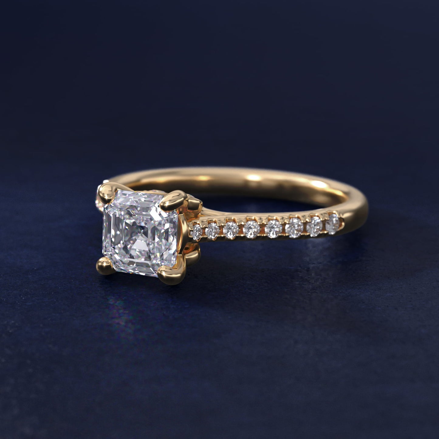 Petite Petal Diamond Engagement Ring in 14k Yellow Gold (1/10 ct. tw.) - Asscher Center