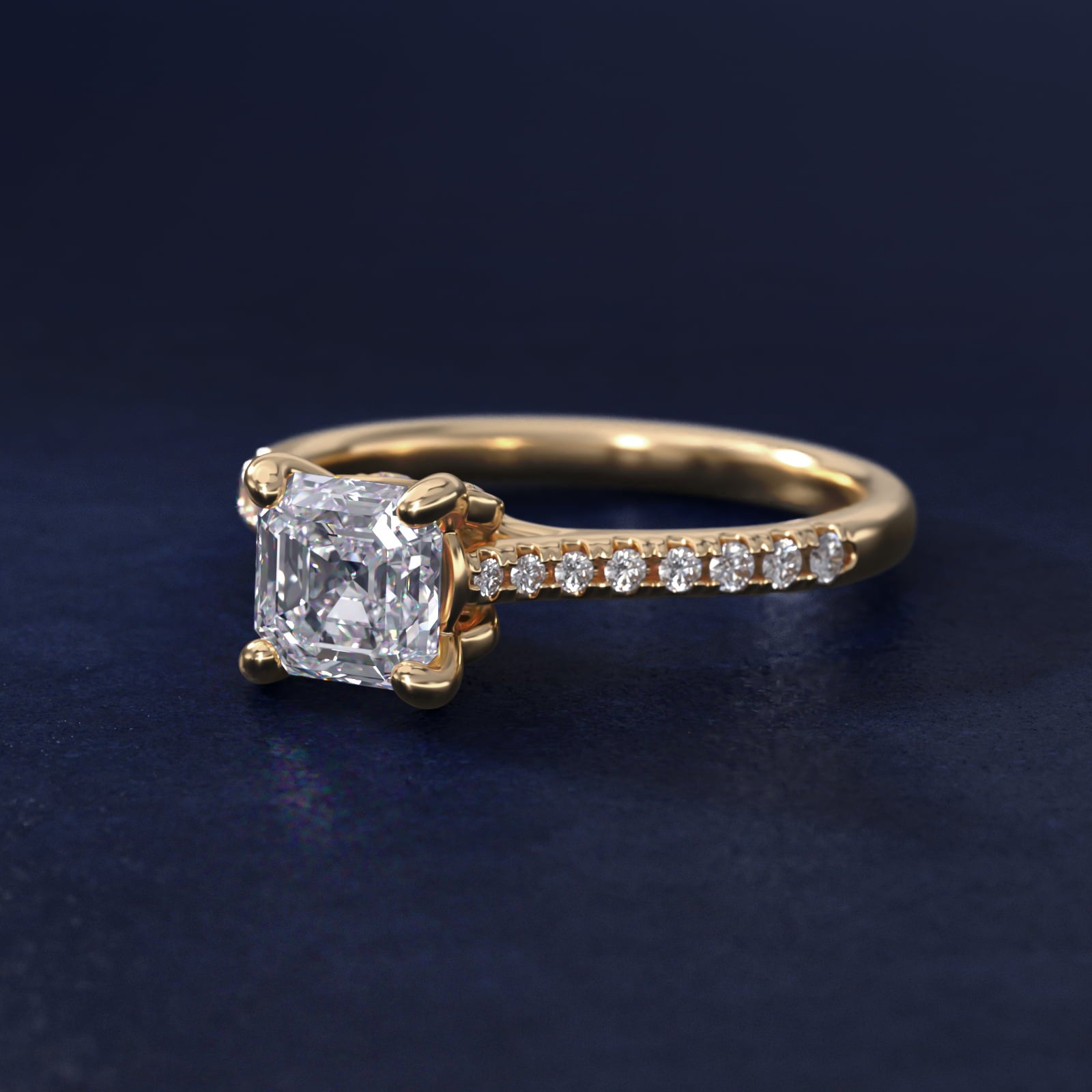 Petite Petal Diamond Engagement Ring in 14k Yellow Gold (1/10 ct. tw.) - Asscher Center
