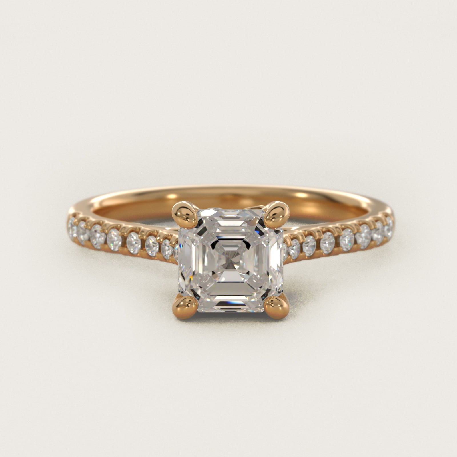 Petite Petal Diamond Engagement Ring in 18k Yellow Gold (1/10 ct. tw.) - Asscher Center