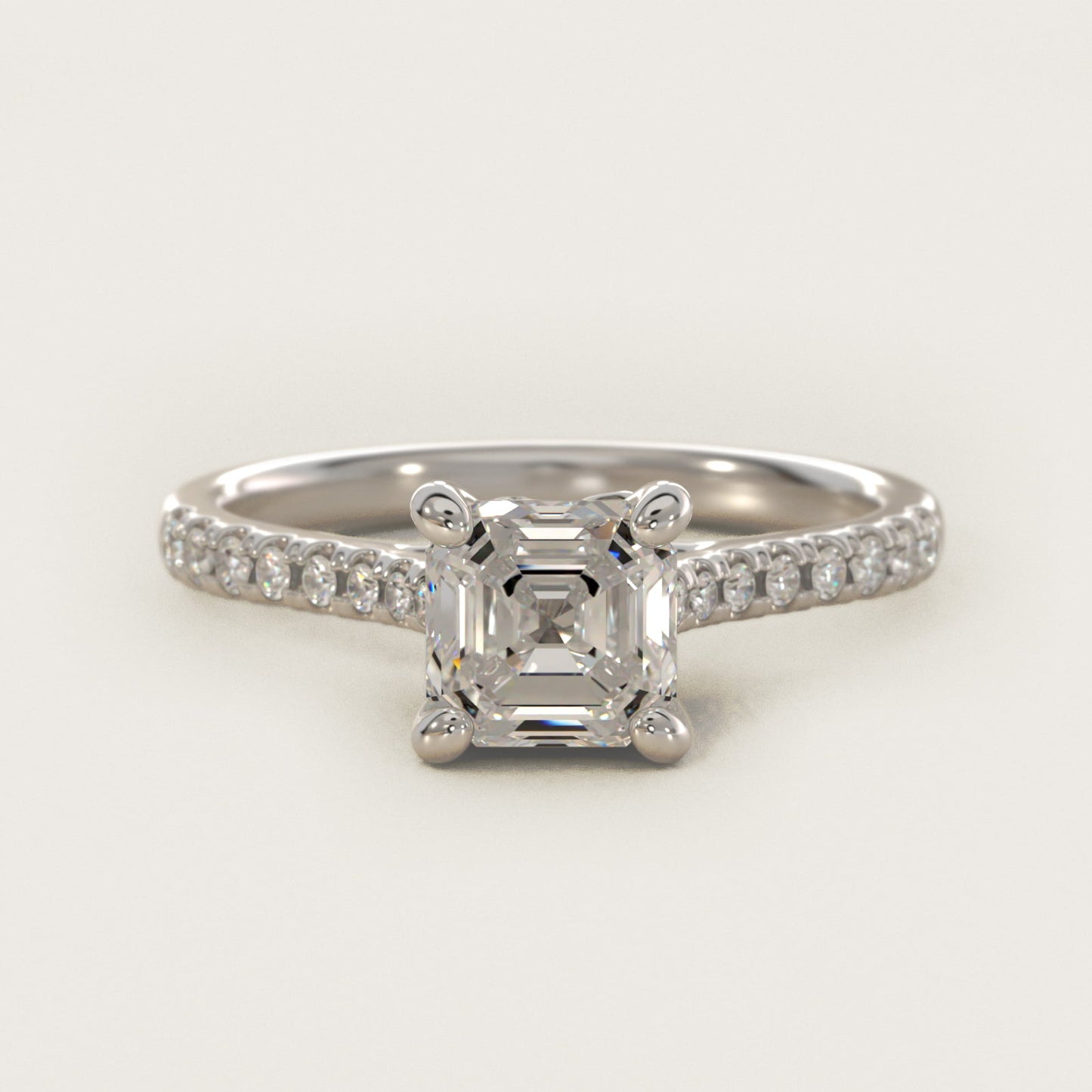 Petite Petal Diamond Engagement Ring in Platinum (1/10 ct. tw.) - Asscher Center