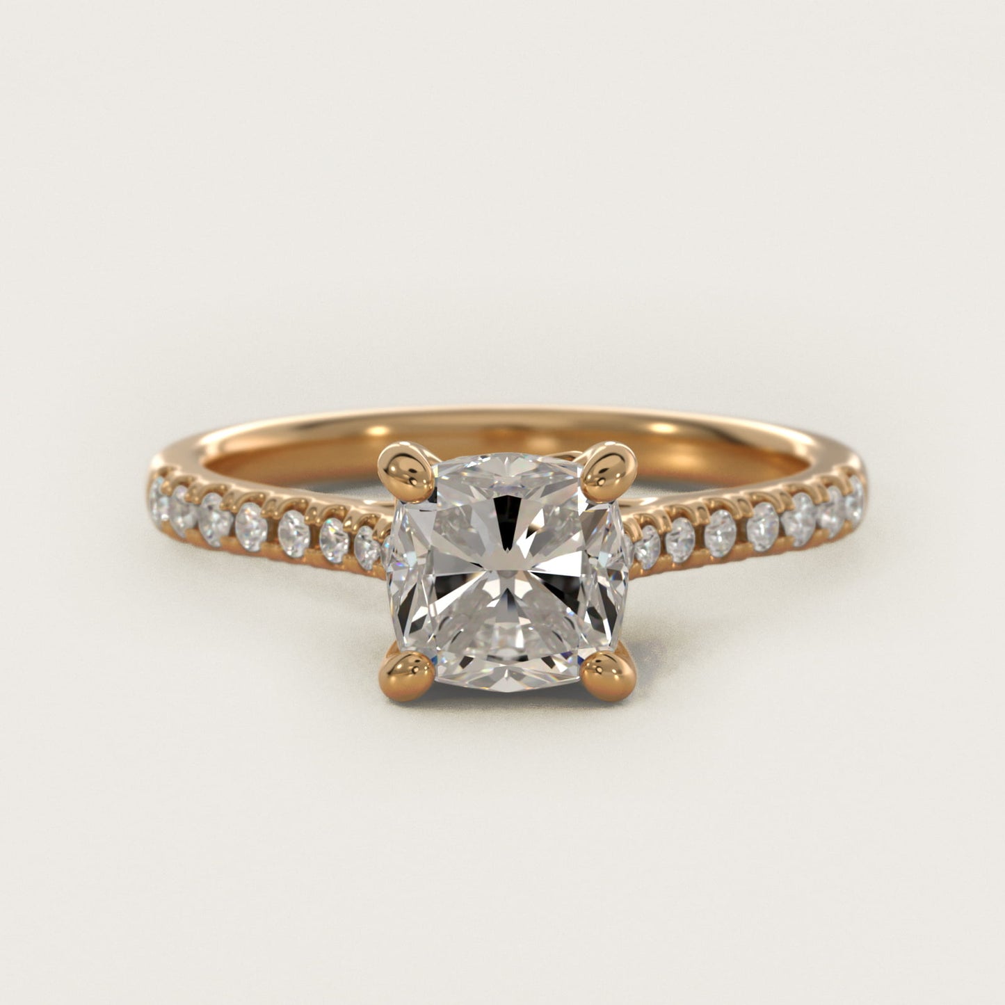 Petite Petal Diamond Engagement Ring in 14k Yellow Gold (1/10 ct. tw.) - Cushion Center