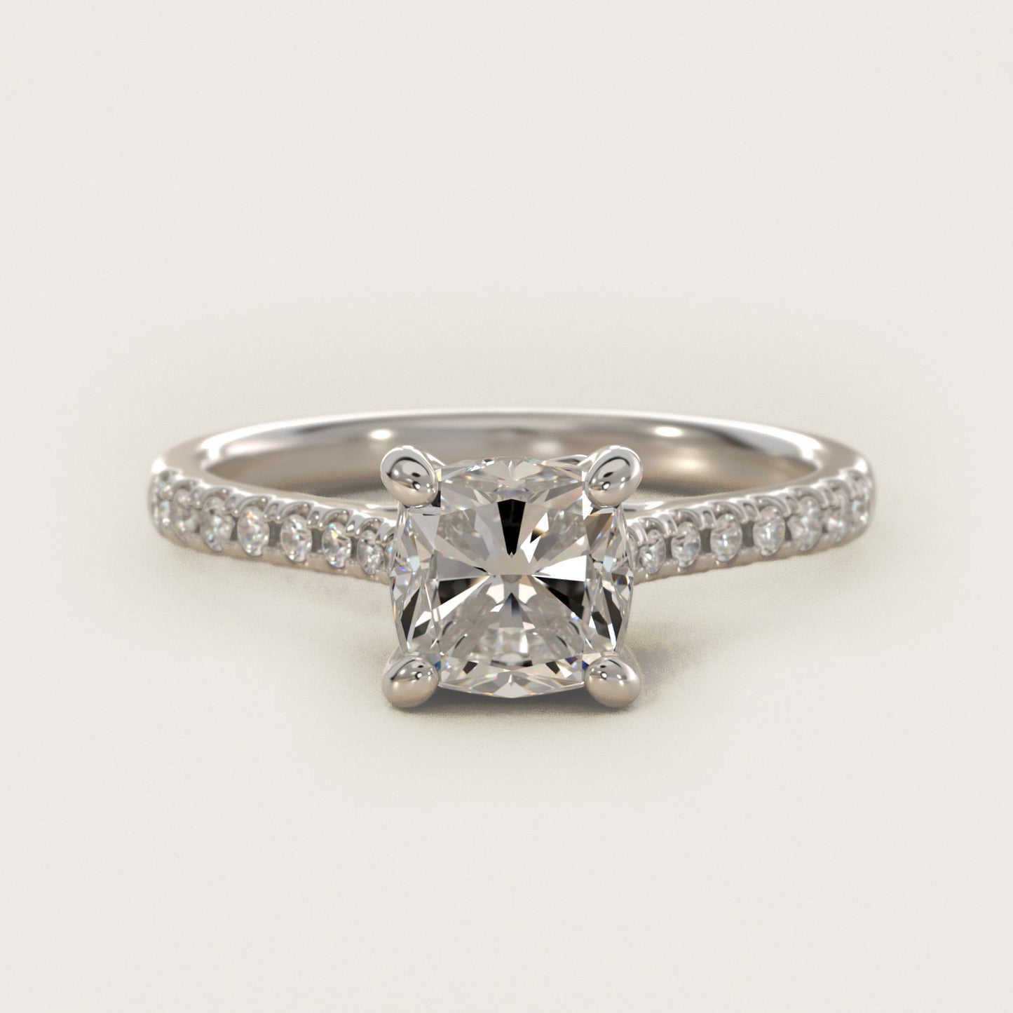 Petite Petal Diamond Engagement Ring in Platinum (1/10 ct. tw.) - Cushion Center