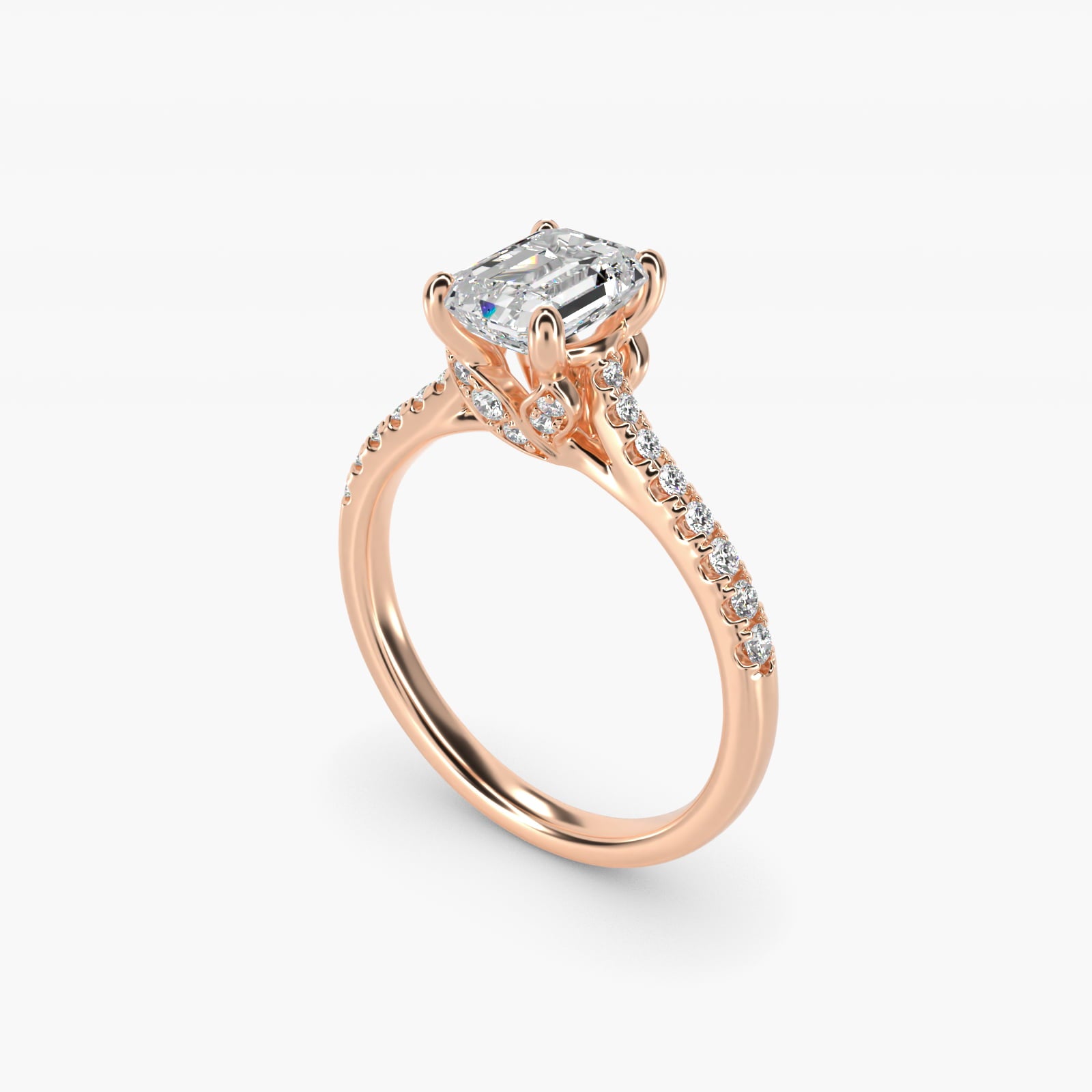 Petite Petal Diamond Engagement Ring in 14k Rose Gold (1/10 ct. tw.) - Emerald Center