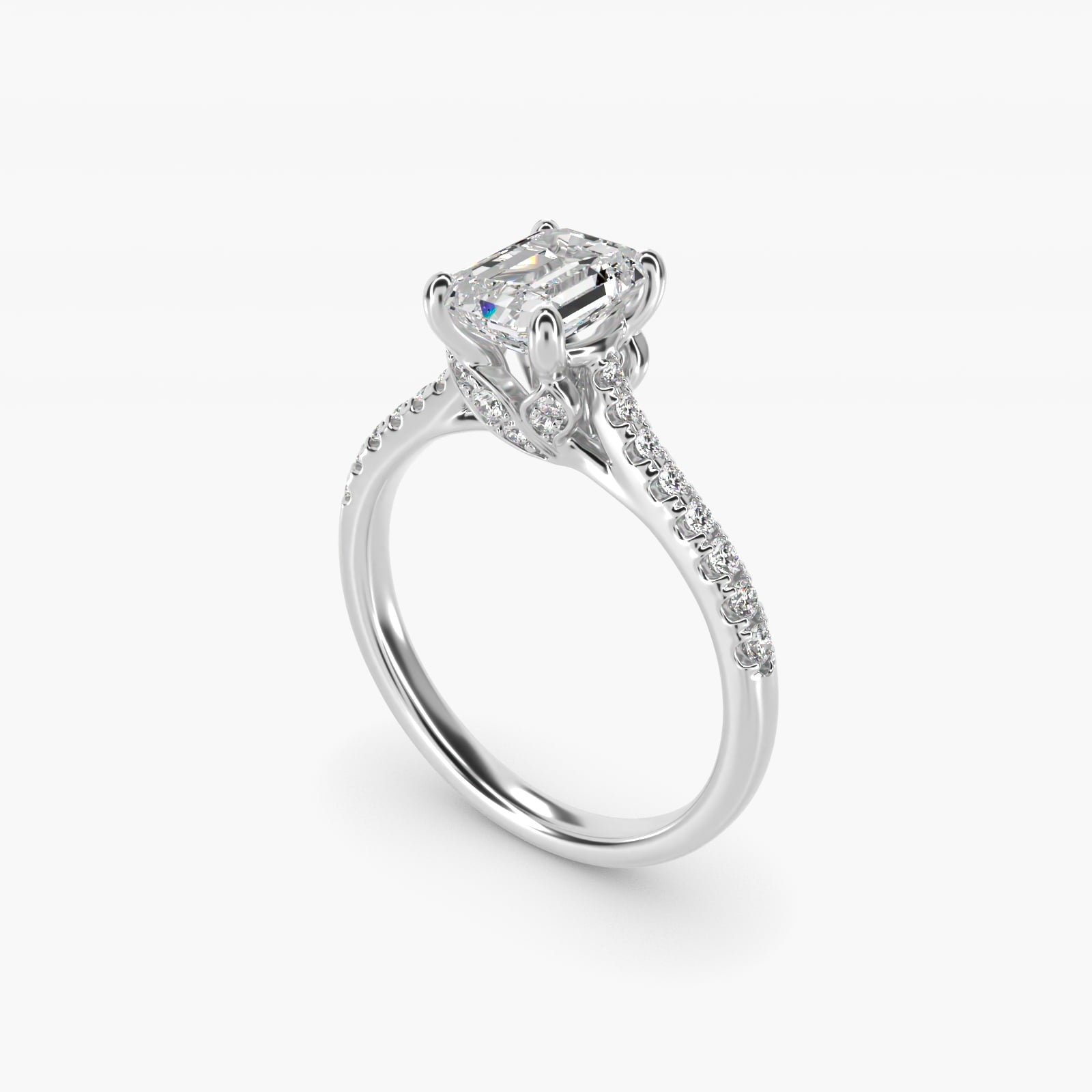 Petite Petal Diamond Engagement Ring in 14k White Gold (1/10 ct. tw.) - Emerald Center