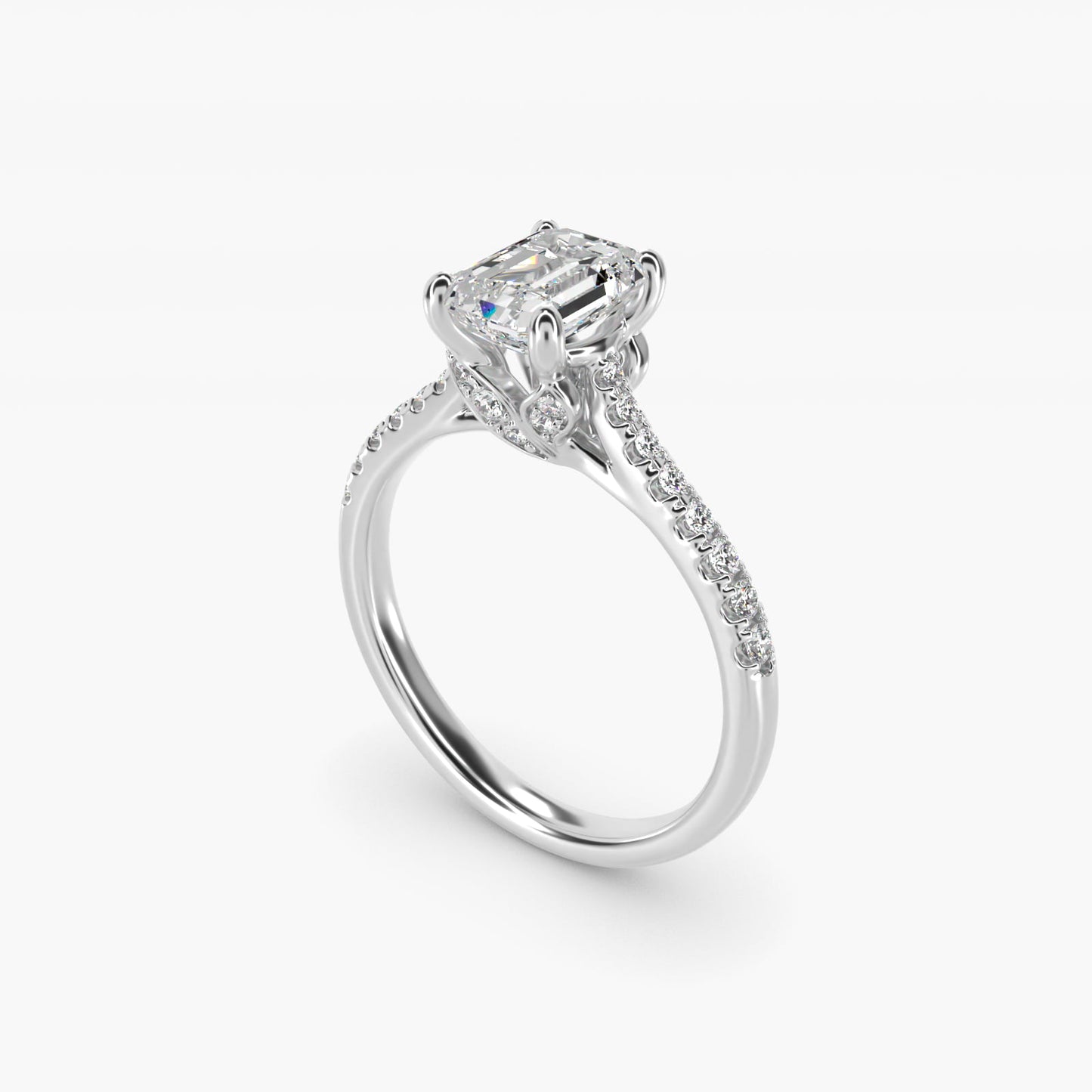 Petite Petal Diamond Engagement Ring in 18k White Gold (1/10 ct. tw.) - Emerald Center