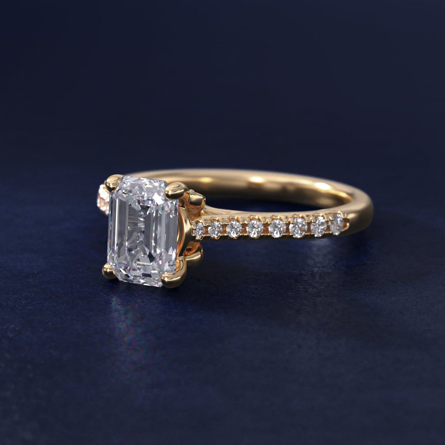 Petite Petal Diamond Engagement Ring in 14k Yellow Gold (1/10 ct. tw.) - Emerald Center