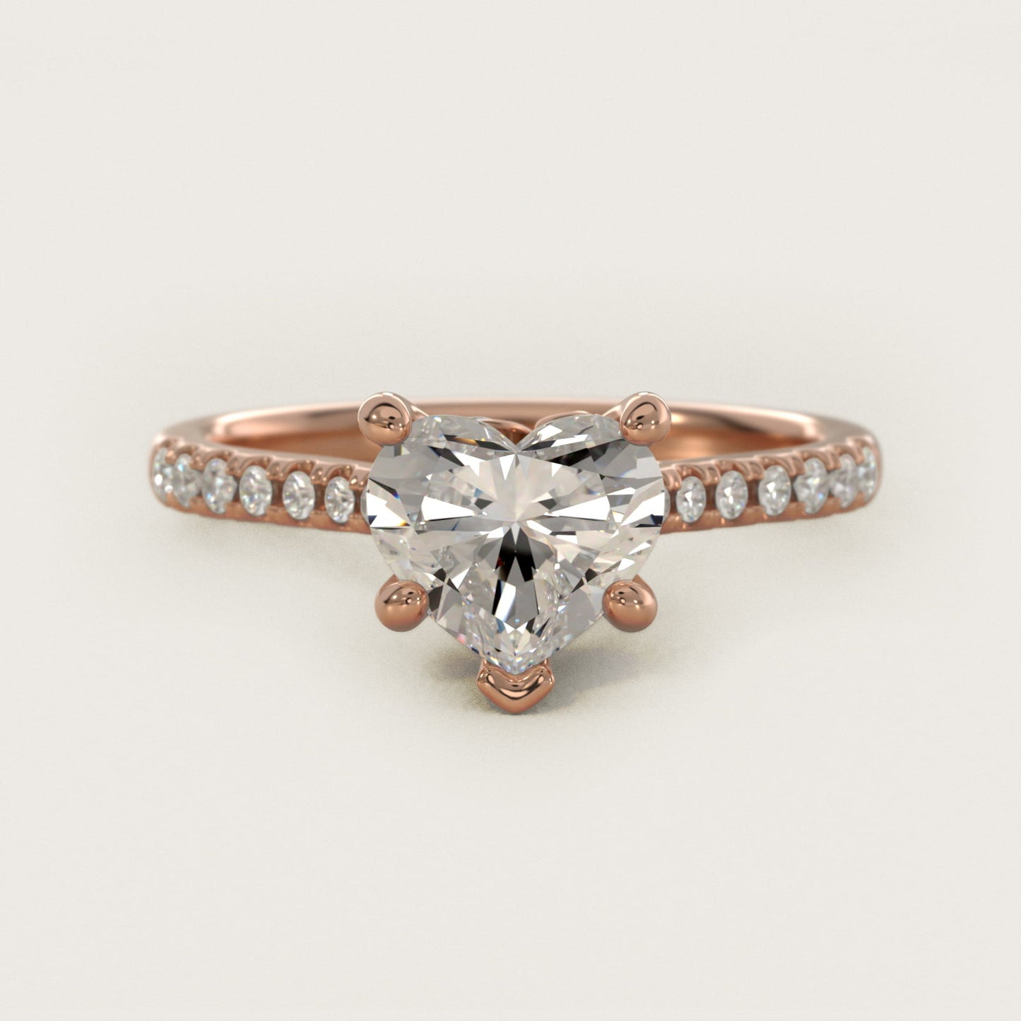 Petite Petal Diamond Engagement Ring in 14k Rose Gold (1/10 ct. tw.) - Heart Center