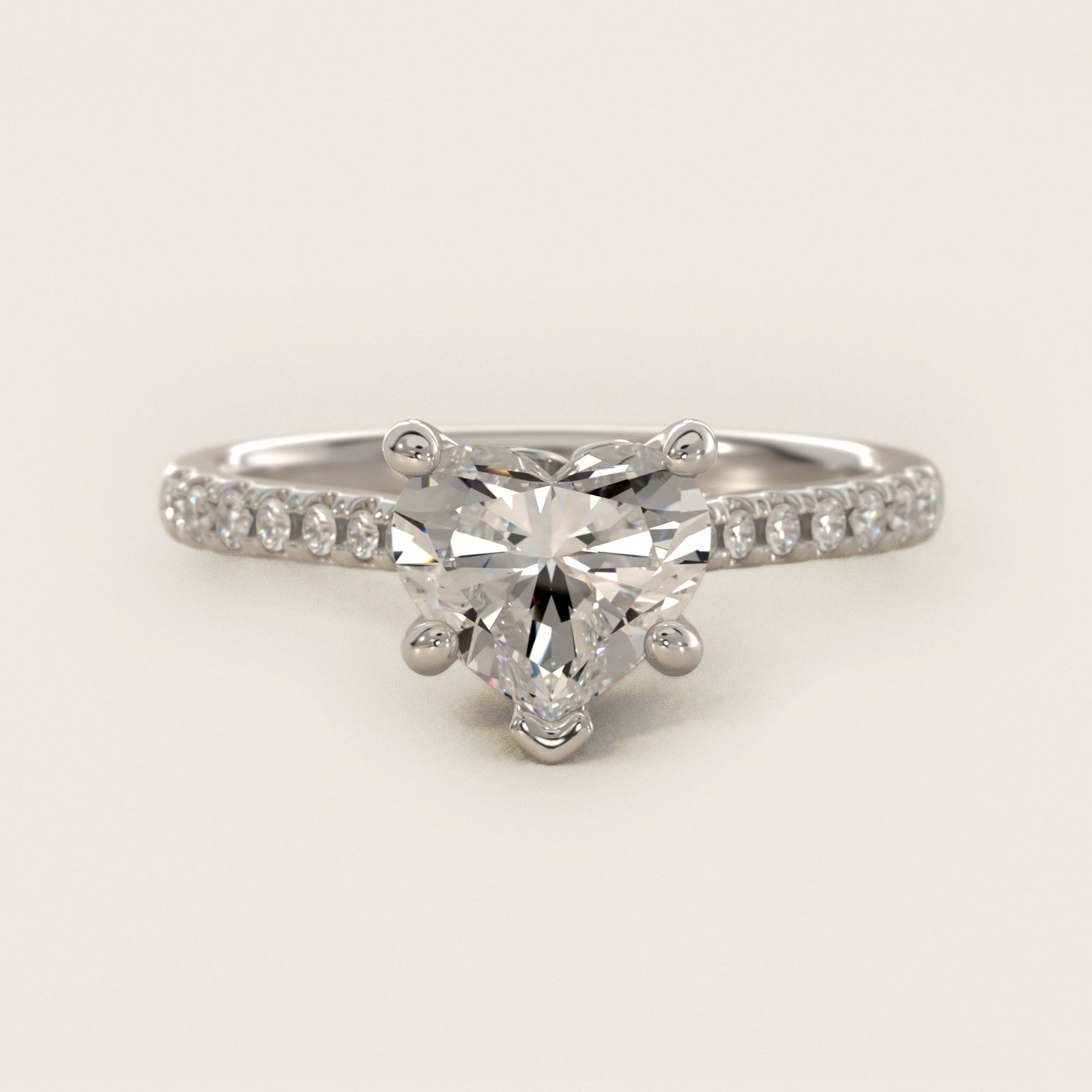 Petite Petal Diamond Engagement Ring in 14k White Gold (1/10 ct. tw.) - Heart Center