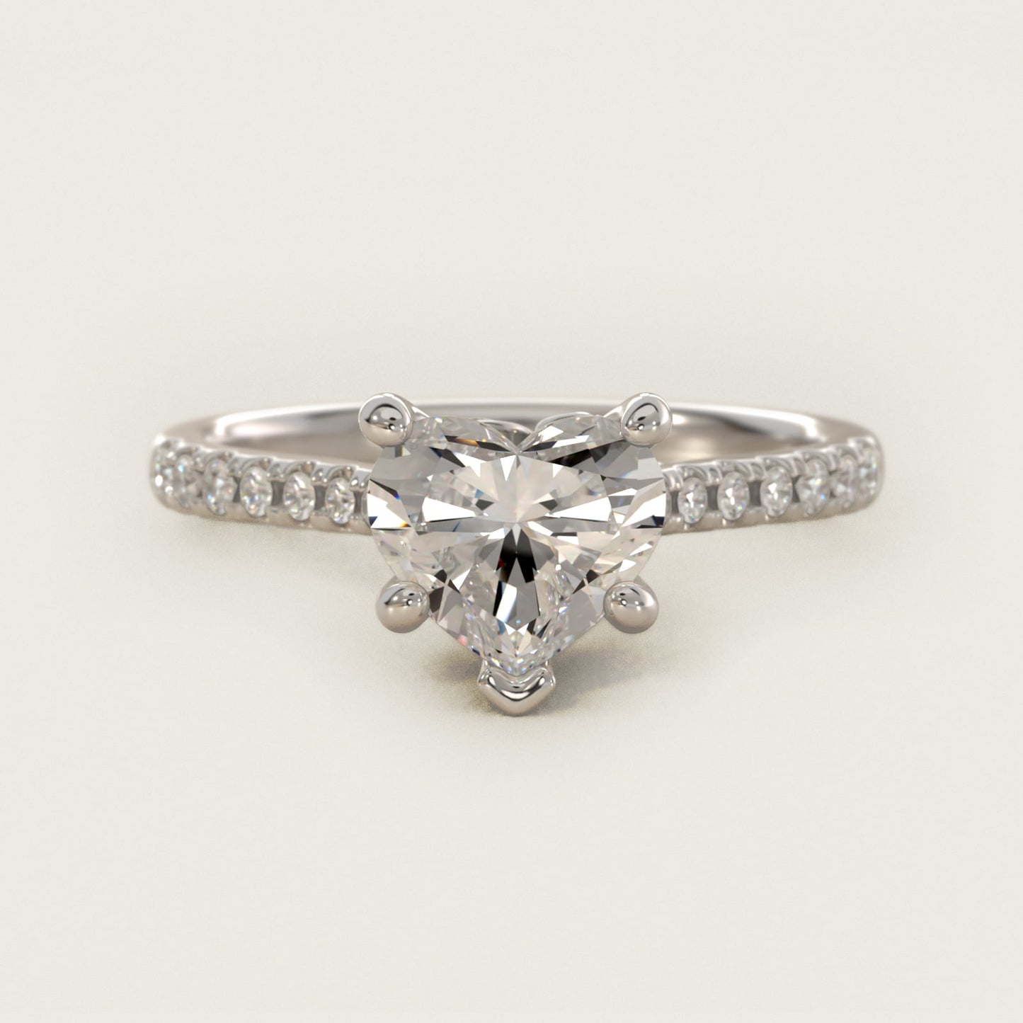 Petite Petal Diamond Engagement Ring in 18k White Gold (1/10 ct. tw.) - Heart Center