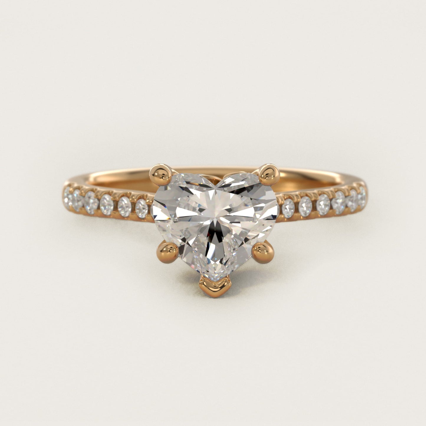 Petite Petal Diamond Engagement Ring in 14k Yellow Gold (1/10 ct. tw.) - Heart Center