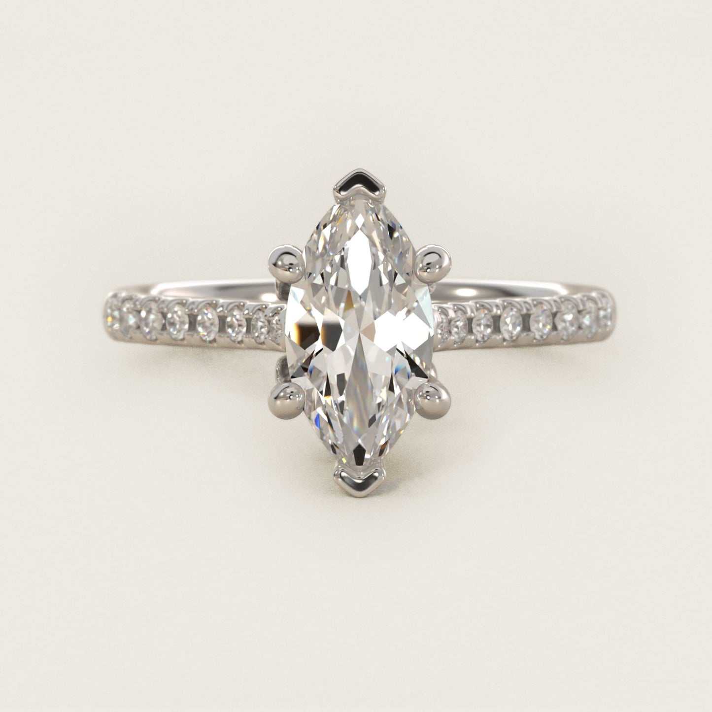 Petite Petal Diamond Engagement Ring in Platinum (1/10 ct. tw.) - Marquise Center
