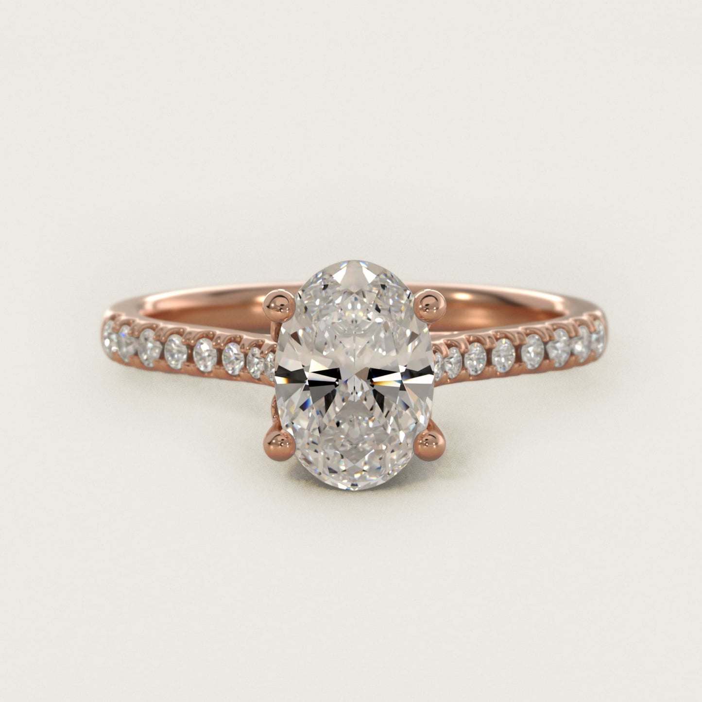 Petite Petal Diamond Engagement Ring in 18k Rose Gold (1/10 ct. tw.) - Oval Center