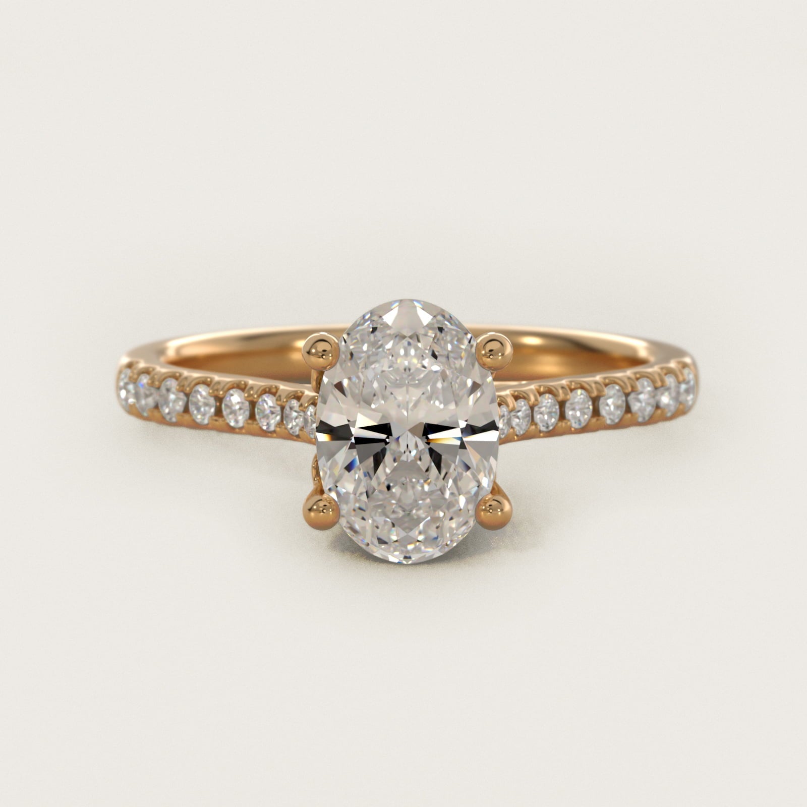 Petite Petal Diamond Engagement Ring in 14k Yellow Gold (1/10 ct. tw.) - Oval Center