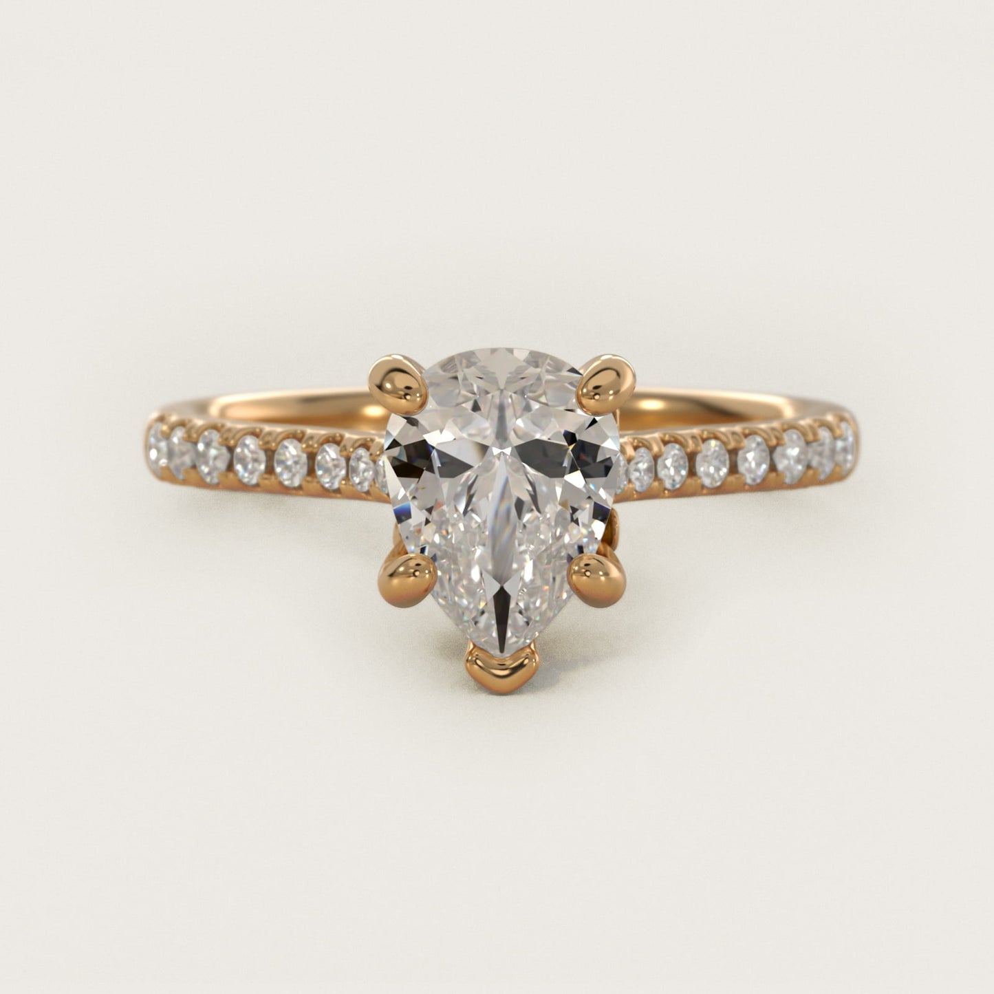 Petite Petal Diamond Engagement Ring in 14k Yellow Gold (1/10 ct. tw.) - Pear Center