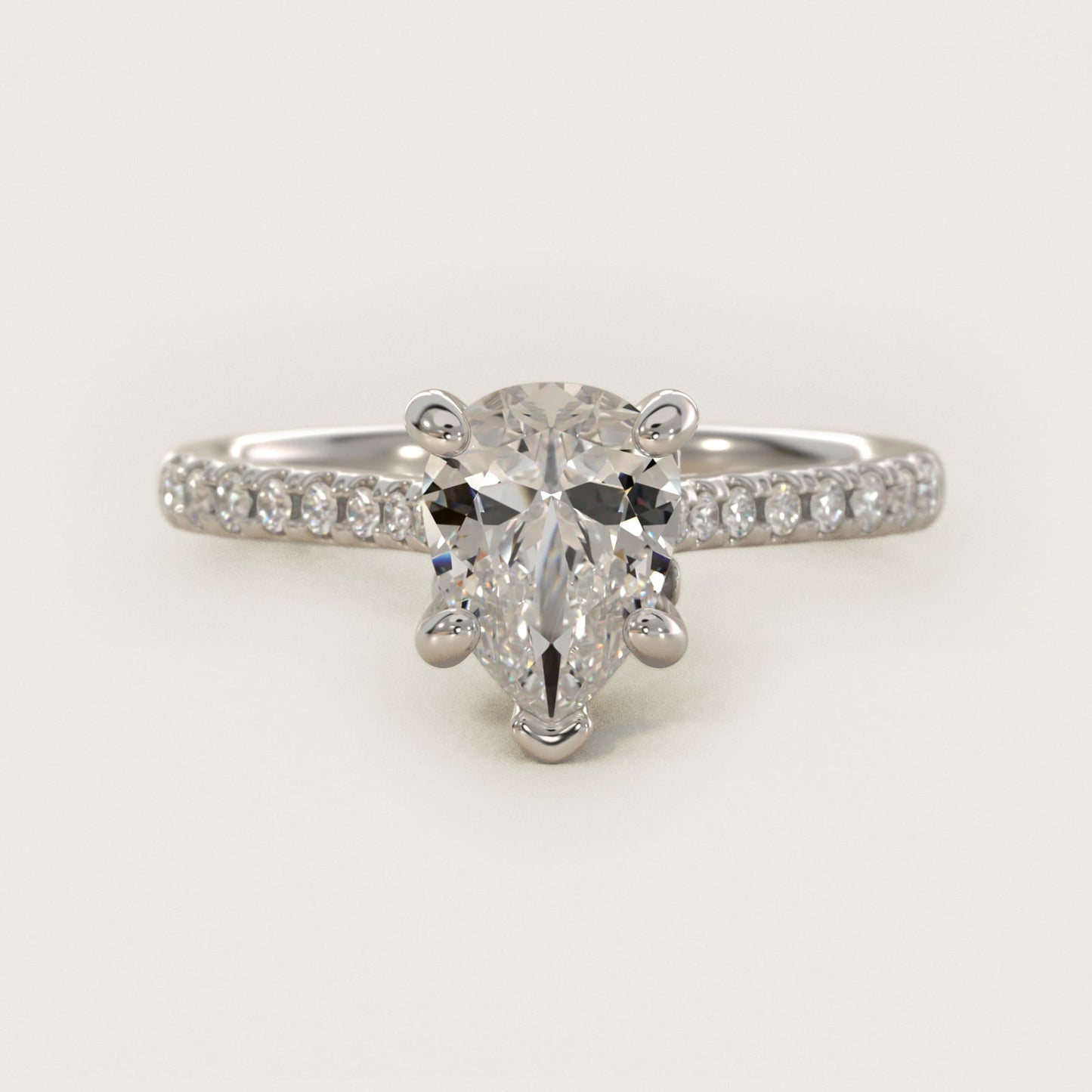 Petite Petal Diamond Engagement Ring in Platinum (1/10 ct. tw.) - Pear Center