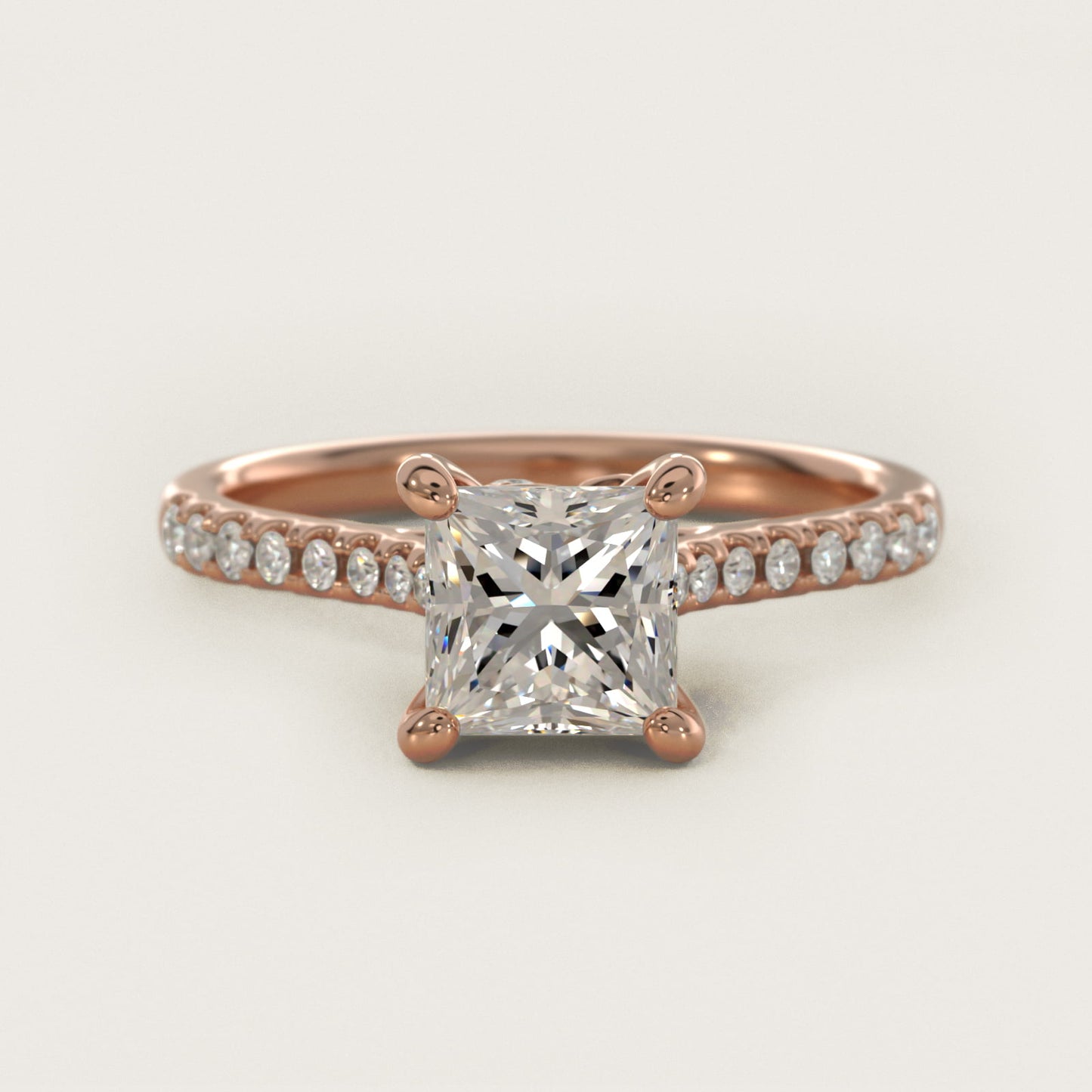 Petite Petal Diamond Engagement Ring in 14k Rose Gold (1/10 ct. tw.) - Princess Center