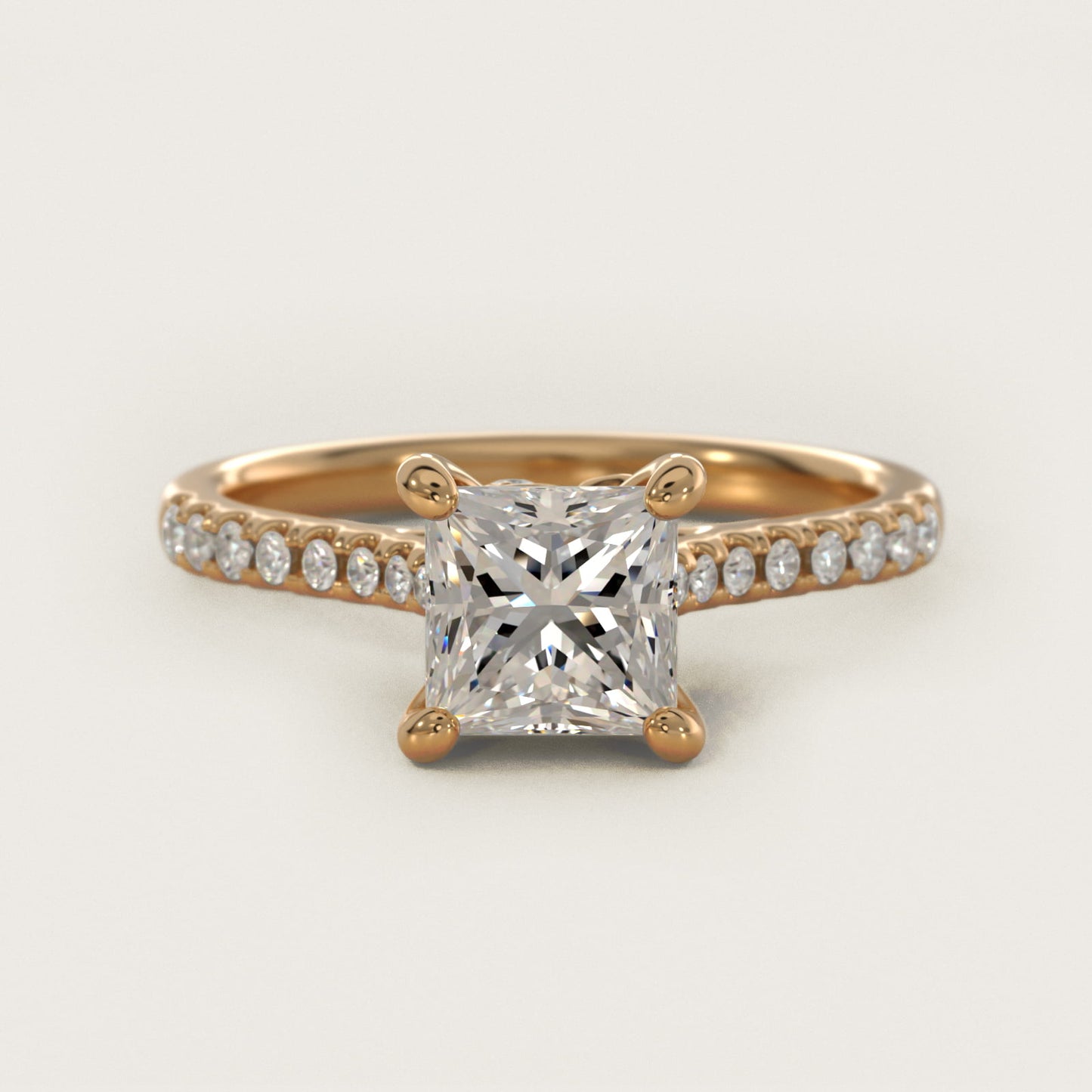 Petite Petal Diamond Engagement Ring in 14k Yellow Gold (1/10 ct. tw.) - Princess Center