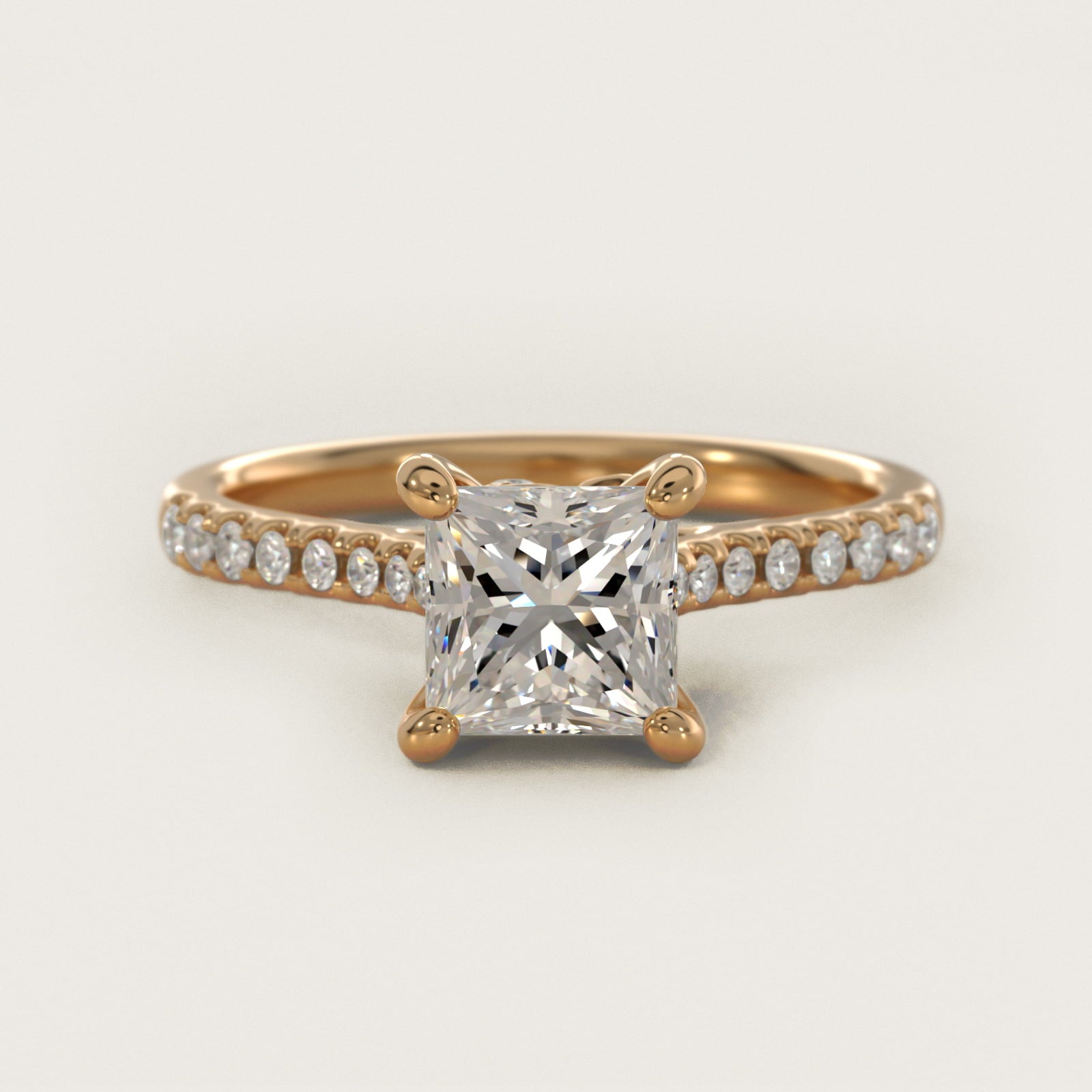Petite Petal Diamond Engagement Ring in 14k Yellow Gold (1/10 ct. tw.) - Princess Center