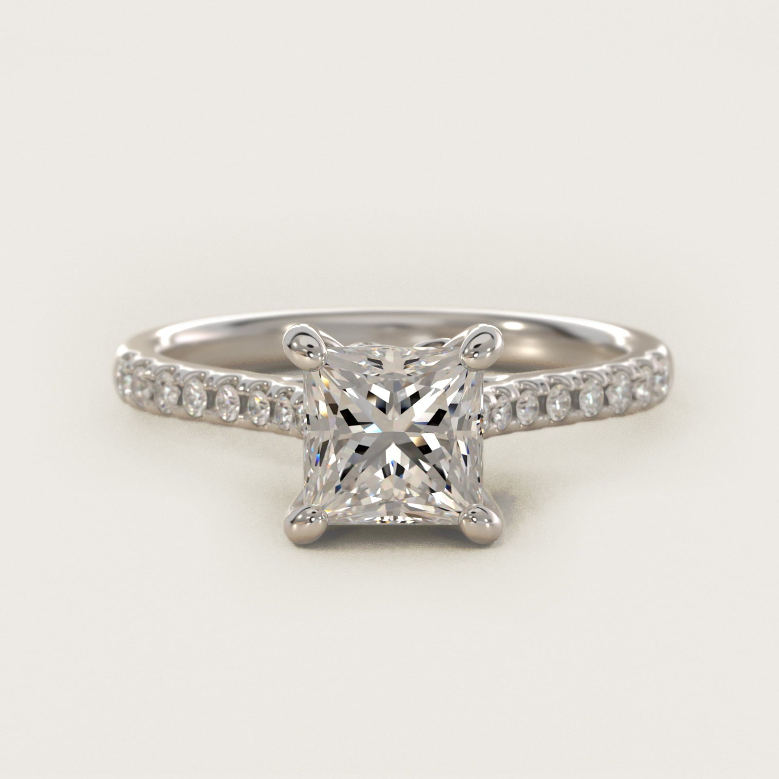 Petite Petal Diamond Engagement Ring in Platinum (1/10 ct. tw.) - Princess Center