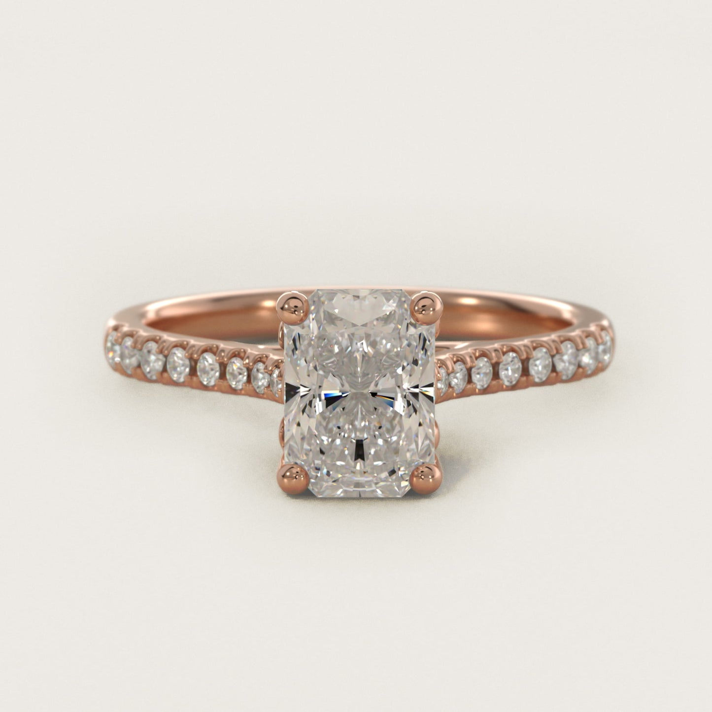 Petite Petal Diamond Engagement Ring in 14k Rose Gold (1/10 ct. tw.) - Radiant Center