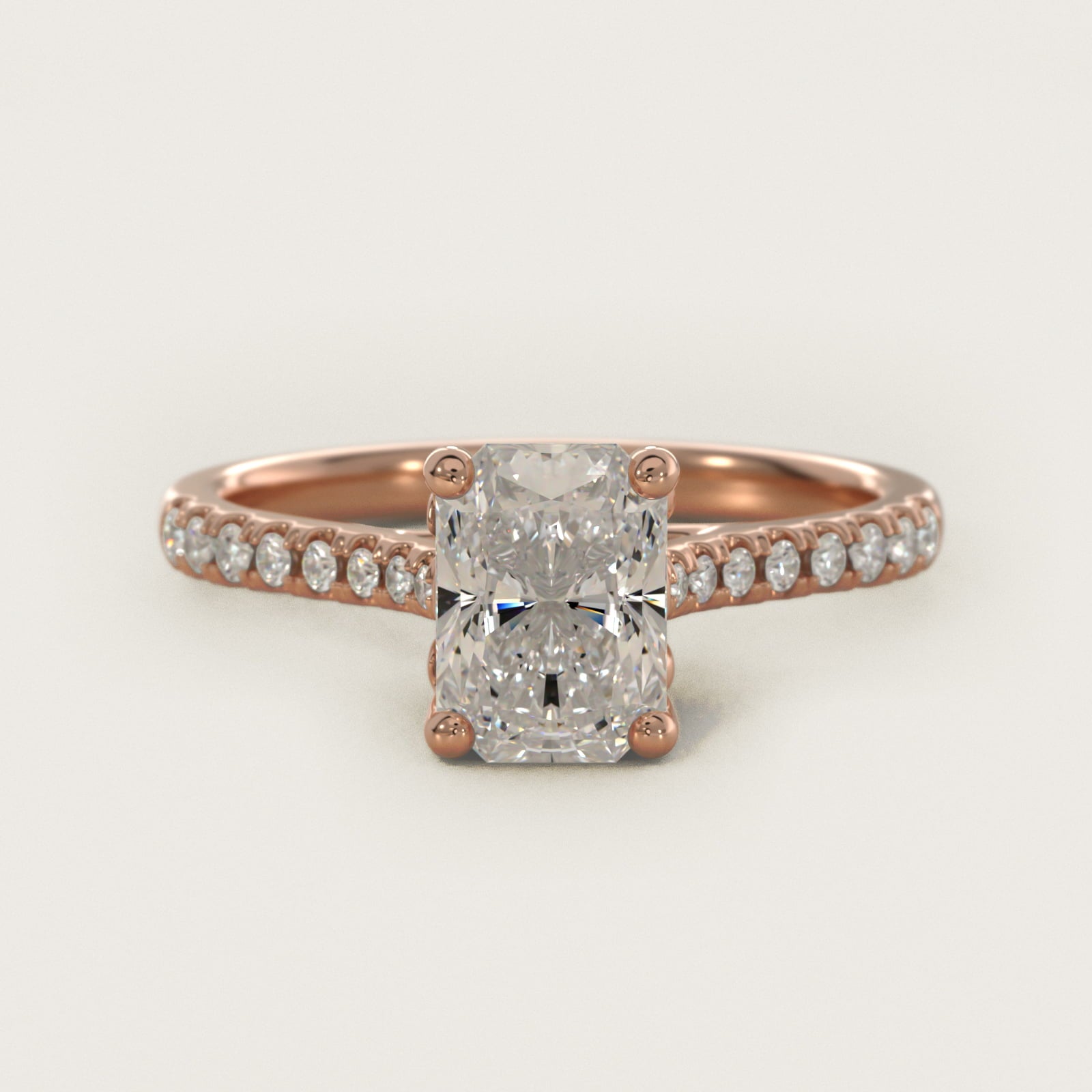 Petite Petal Diamond Engagement Ring in 18k Rose Gold (1/10 ct. tw.) - Radiant Center