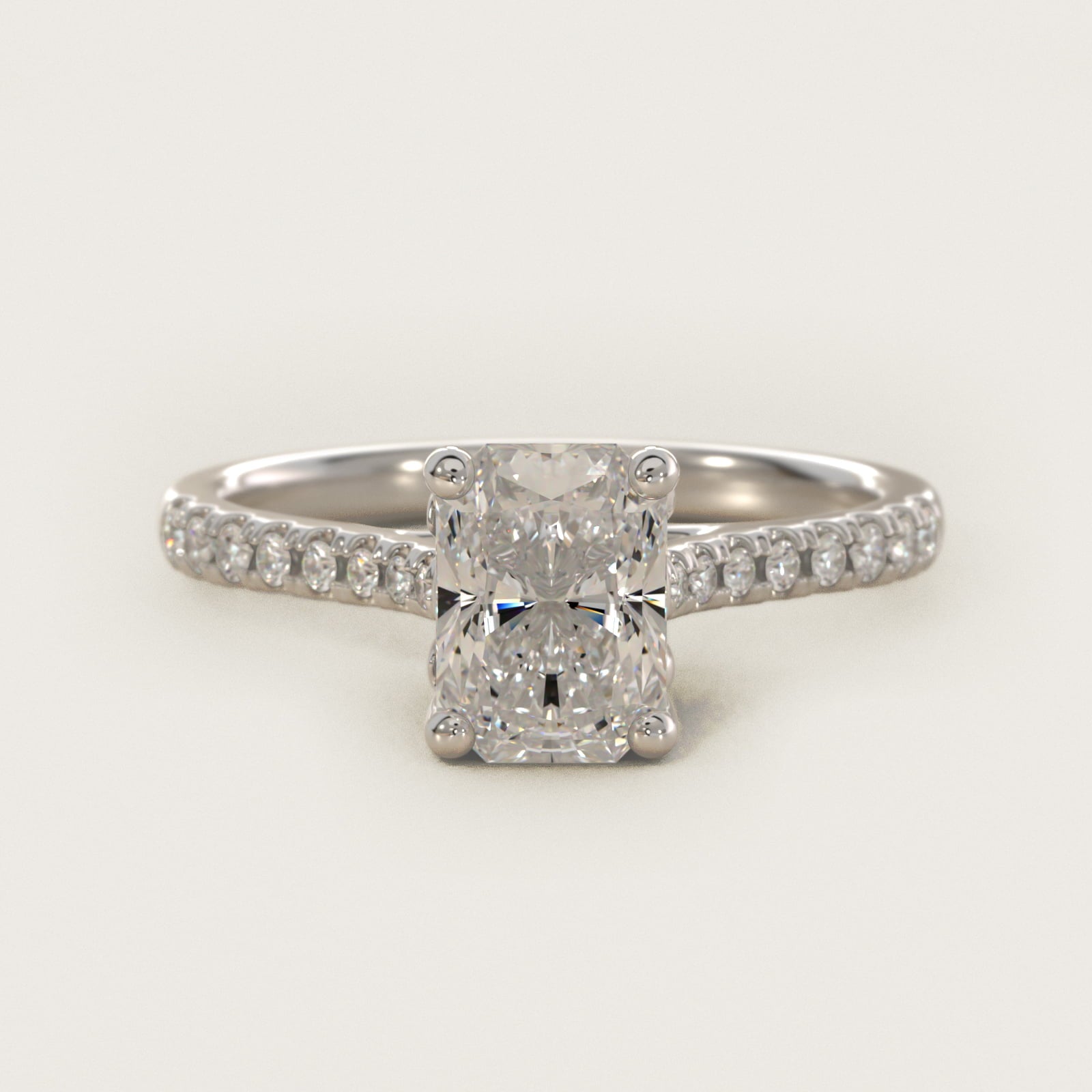 Petite Petal Diamond Engagement Ring in 14k White Gold (1/10 ct. tw.) - Radiant Center