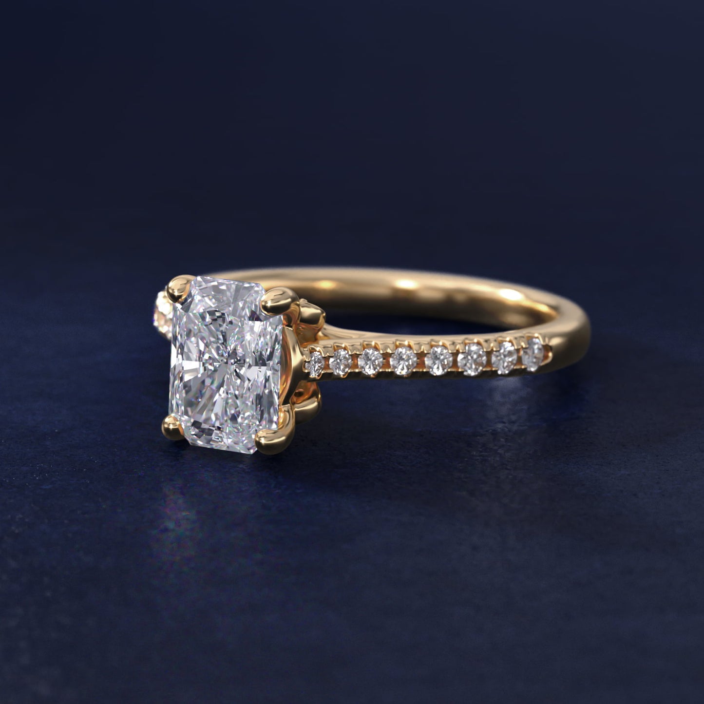 Petite Petal Diamond Engagement Ring in 14k Yellow Gold (1/10 ct. tw.) - Radiant Center
