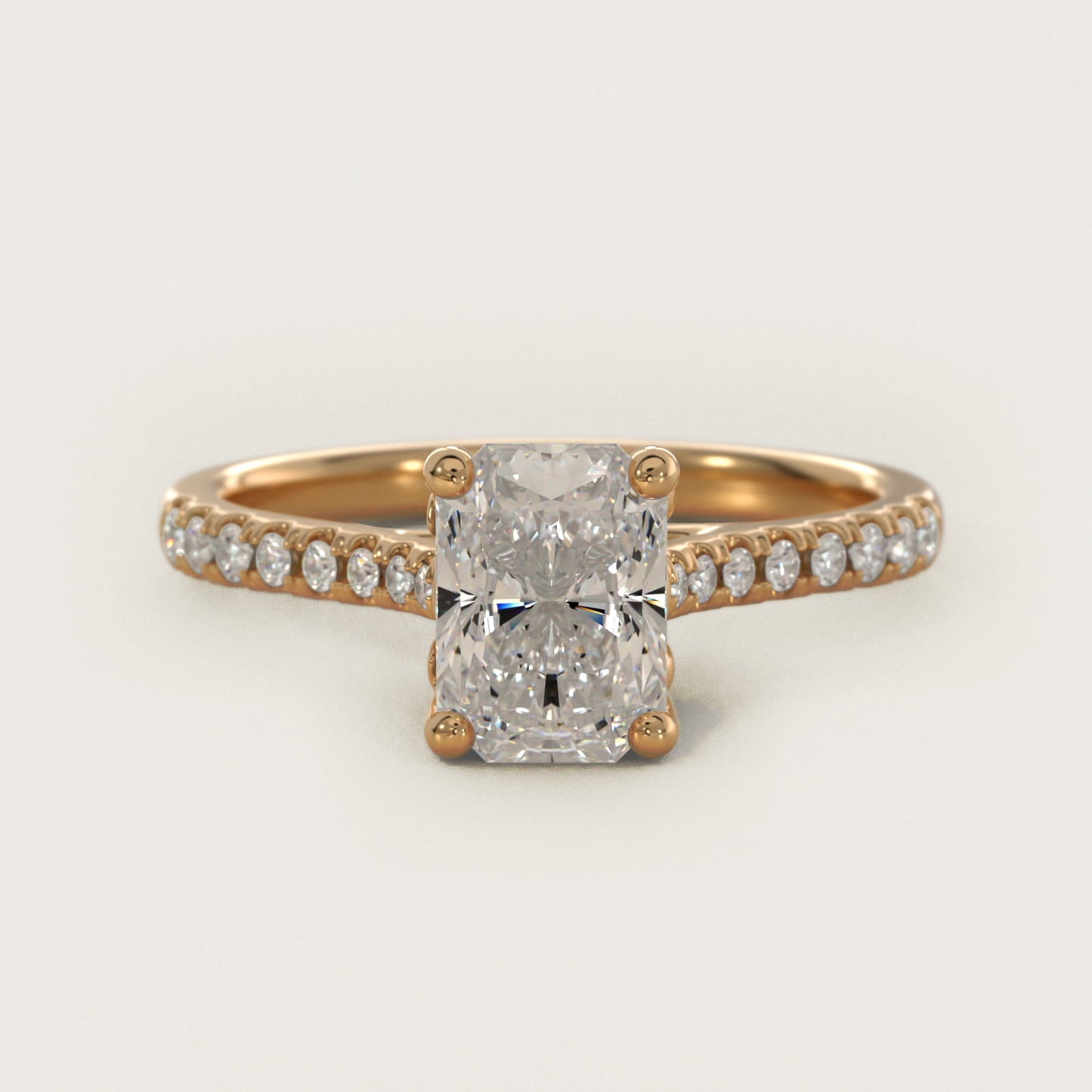 Petite Petal Diamond Engagement Ring in 18k Yellow Gold (1/10 ct. tw.) - Radiant Center