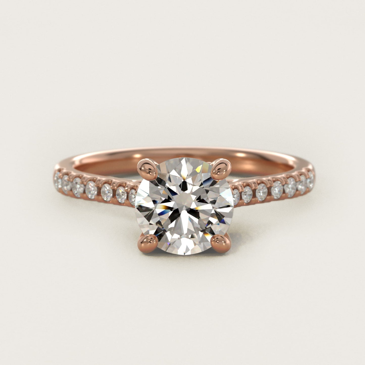 Petite Petal Diamond Engagement Ring in 14k Rose Gold (1/10 ct. tw.) - Round Center