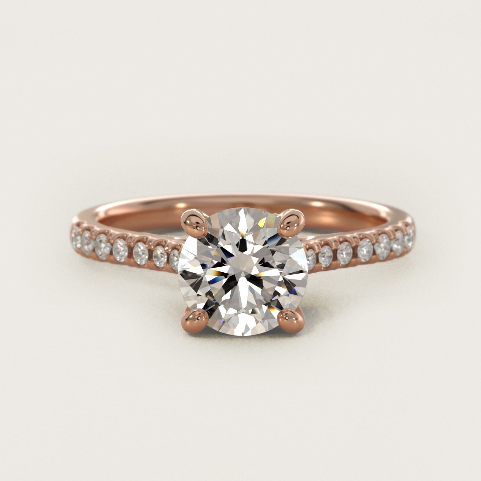 Petite Petal Diamond Engagement Ring in 14k Rose Gold (1/10 ct. tw.) - Round Center