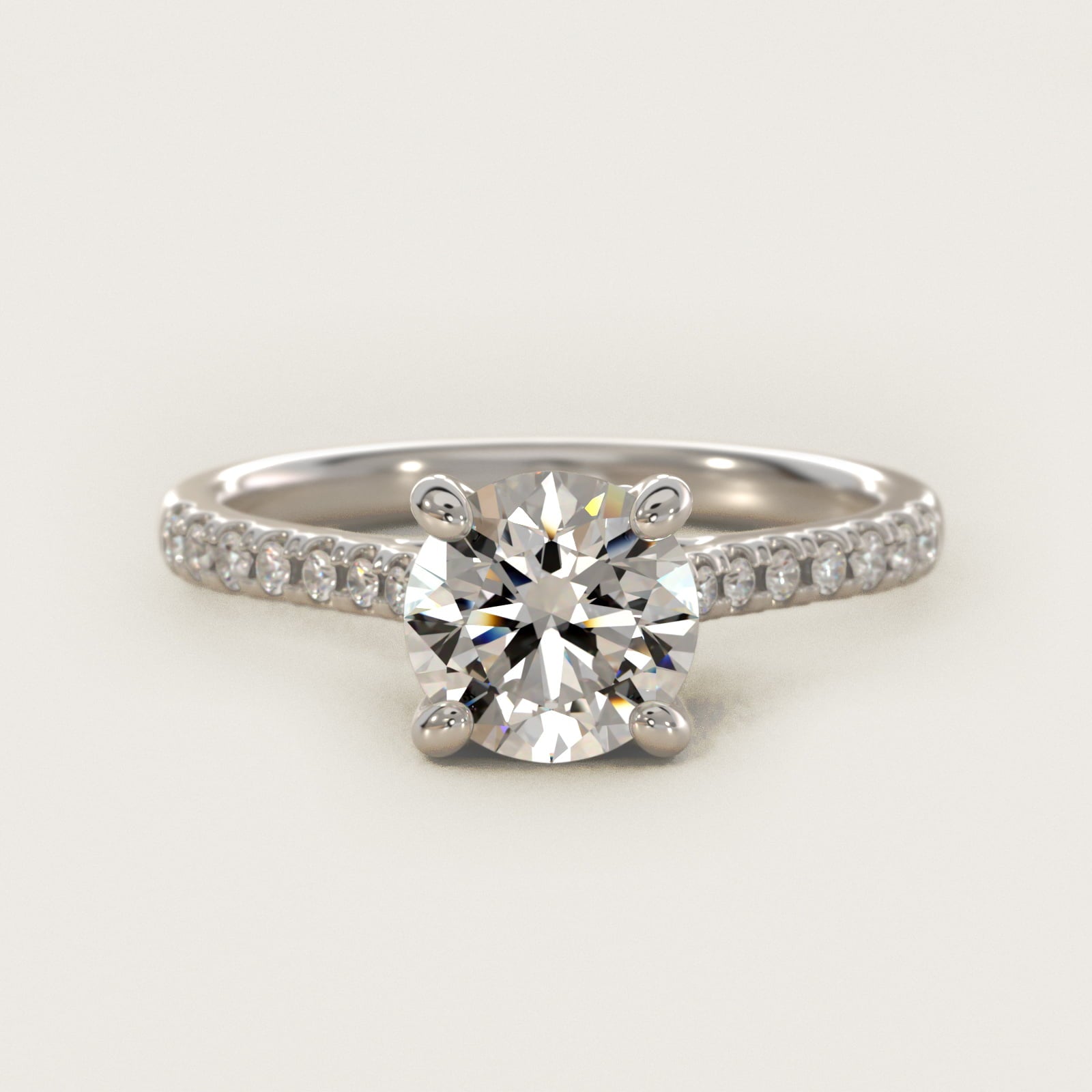 Petite Petal Diamond Engagement Ring in 18k White Gold (1/10 ct. tw.) - Round Center