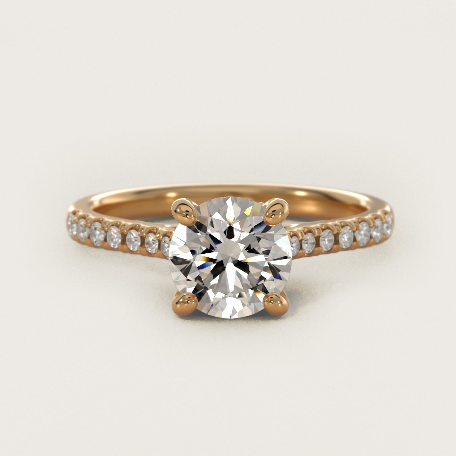Petite Petal Diamond Engagement Ring in 18k Yellow Gold (1/10 ct. tw.) - Round Center
