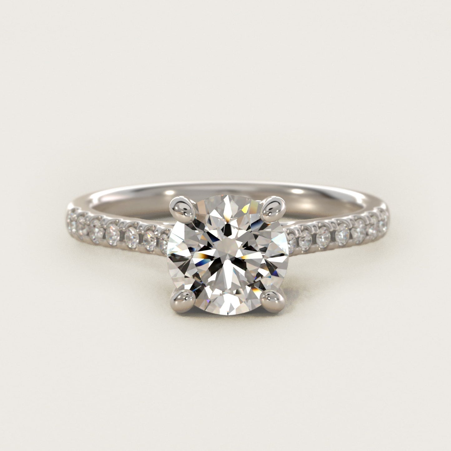 Petite Petal Diamond Engagement Ring in Platinum (1/10 ct. tw.) - Round Center