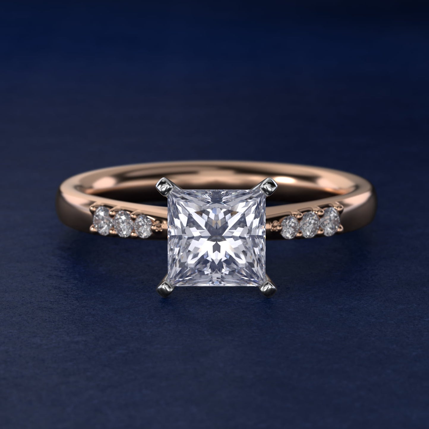 Petite Diamond Engagement Ring in 18k Rose Gold (1/10 ct. tw.) - Princess Center