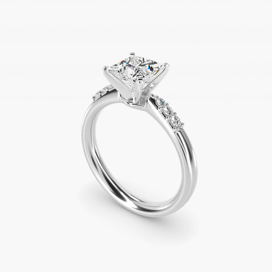 Petite Diamond Engagement Ring in 14k White Gold (1/10 ct. tw.) - Princess Center