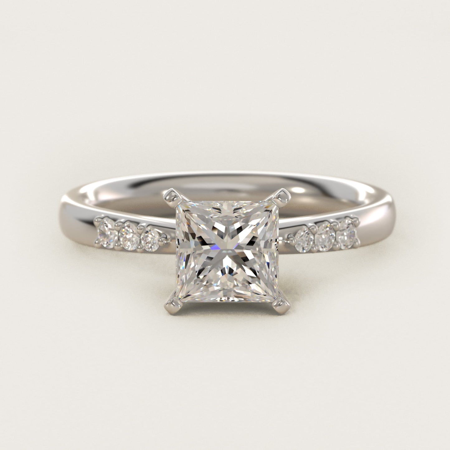 Petite Diamond Engagement Ring in 14k White Gold (1/10 ct. tw.) - Princess Center