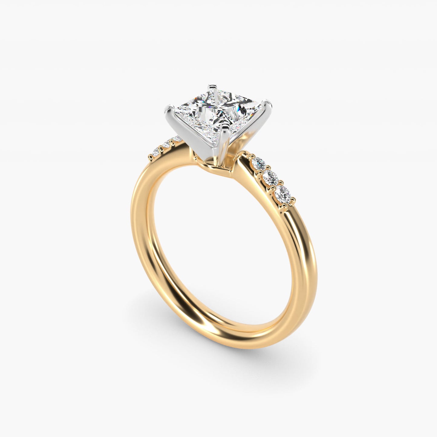 Petite Diamond Engagement Ring in 18k Yellow Gold (1/10 ct. tw.) - Princess Center