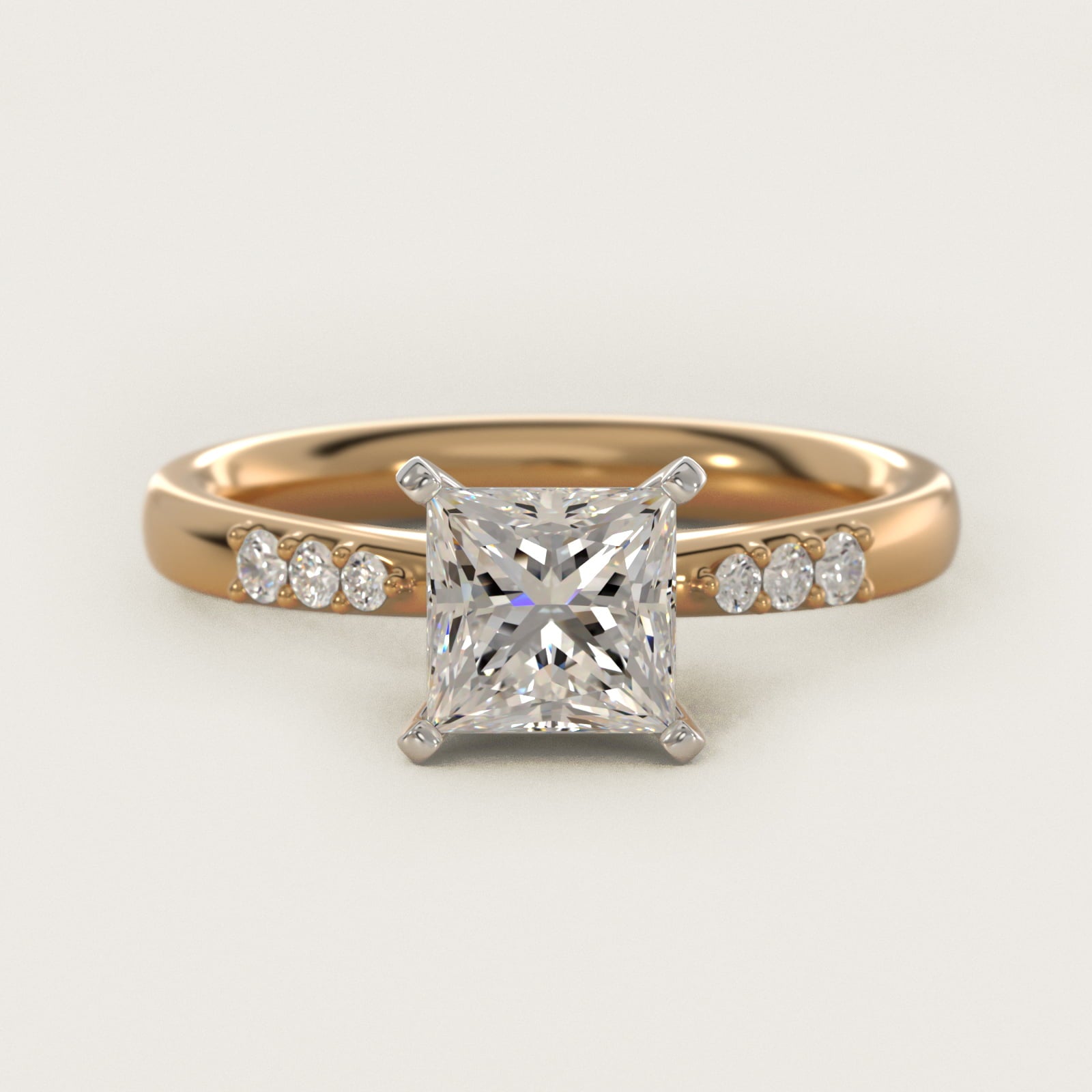 Petite Diamond Engagement Ring in 18k Yellow Gold (1/10 ct. tw.) - Princess Center