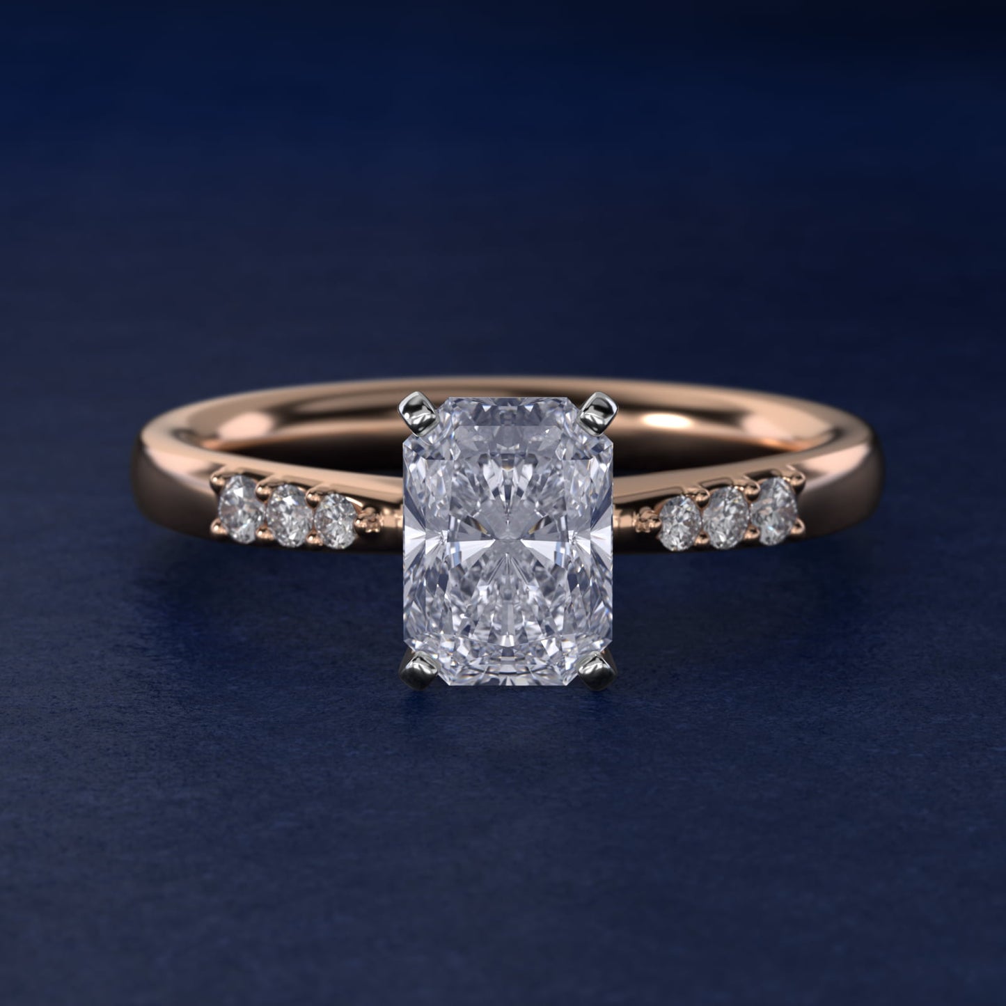 Petite Diamond Engagement Ring in 14k Rose Gold (1/10 ct. tw.) - Radiant Center