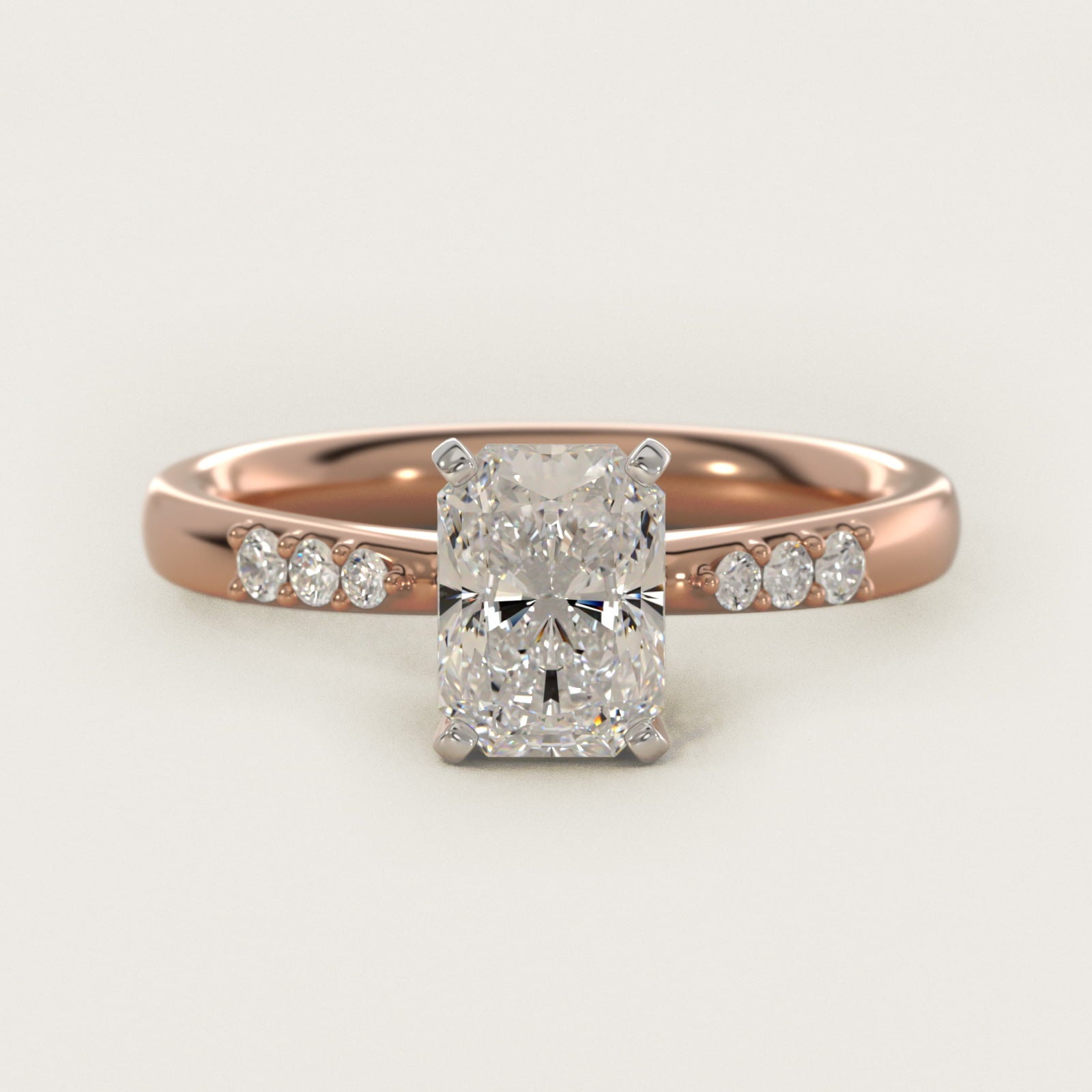 Petite Diamond Engagement Ring in 18k Rose Gold (1/10 ct. tw.) - Radiant Center