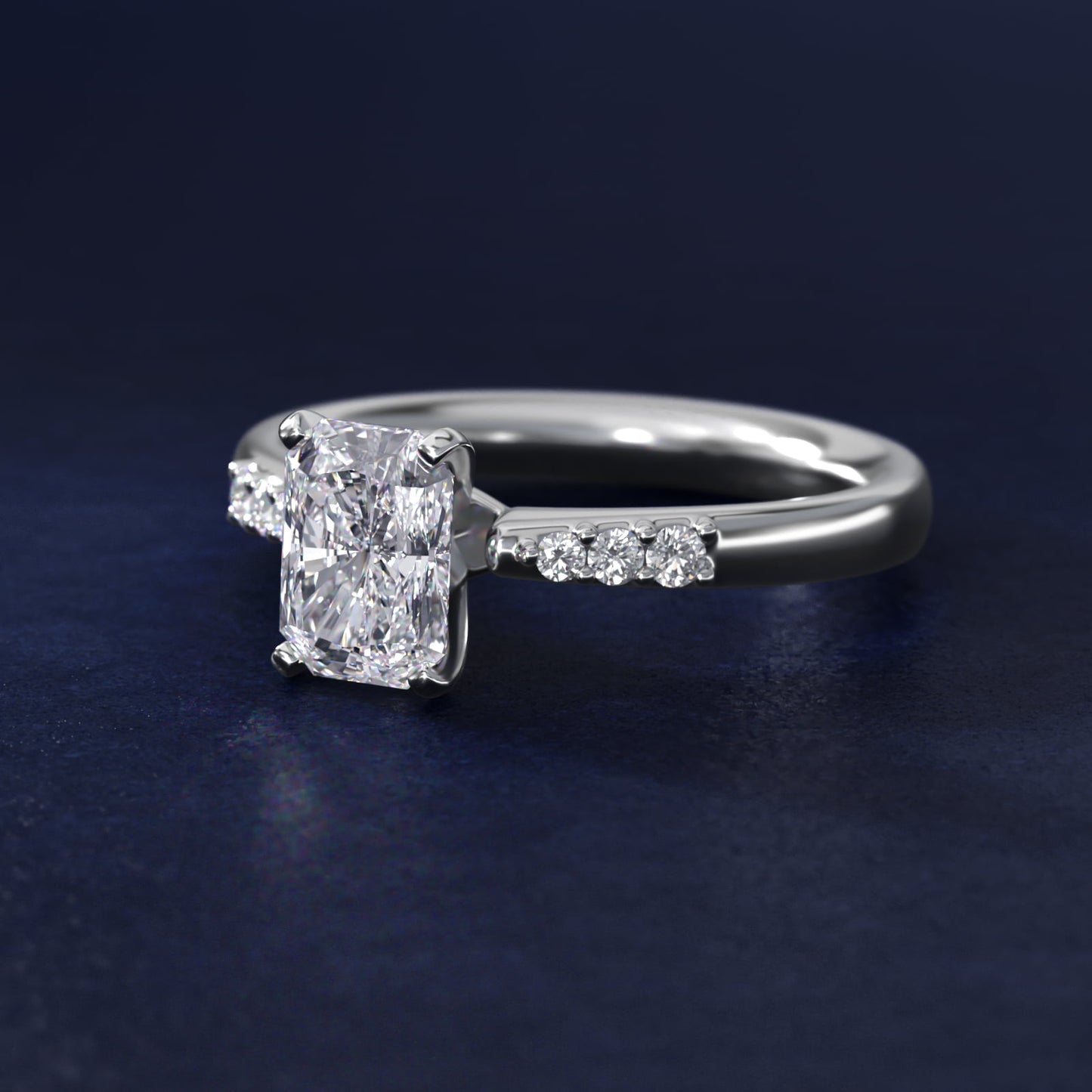 Petite Diamond Engagement Ring in 14k White Gold (1/10 ct. tw.) - Radiant Center