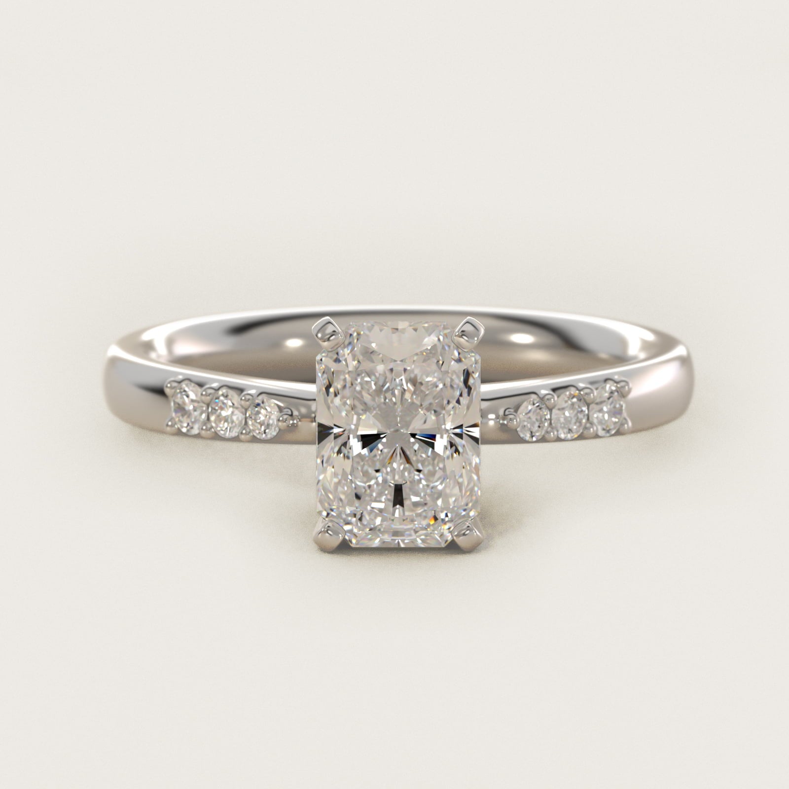 Petite Diamond Engagement Ring in 14k White Gold (1/10 ct. tw.) - Radiant Center