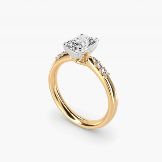 Petite Diamond Engagement Ring in 18k Yellow Gold (1/10 ct. tw.) - Radiant Center
