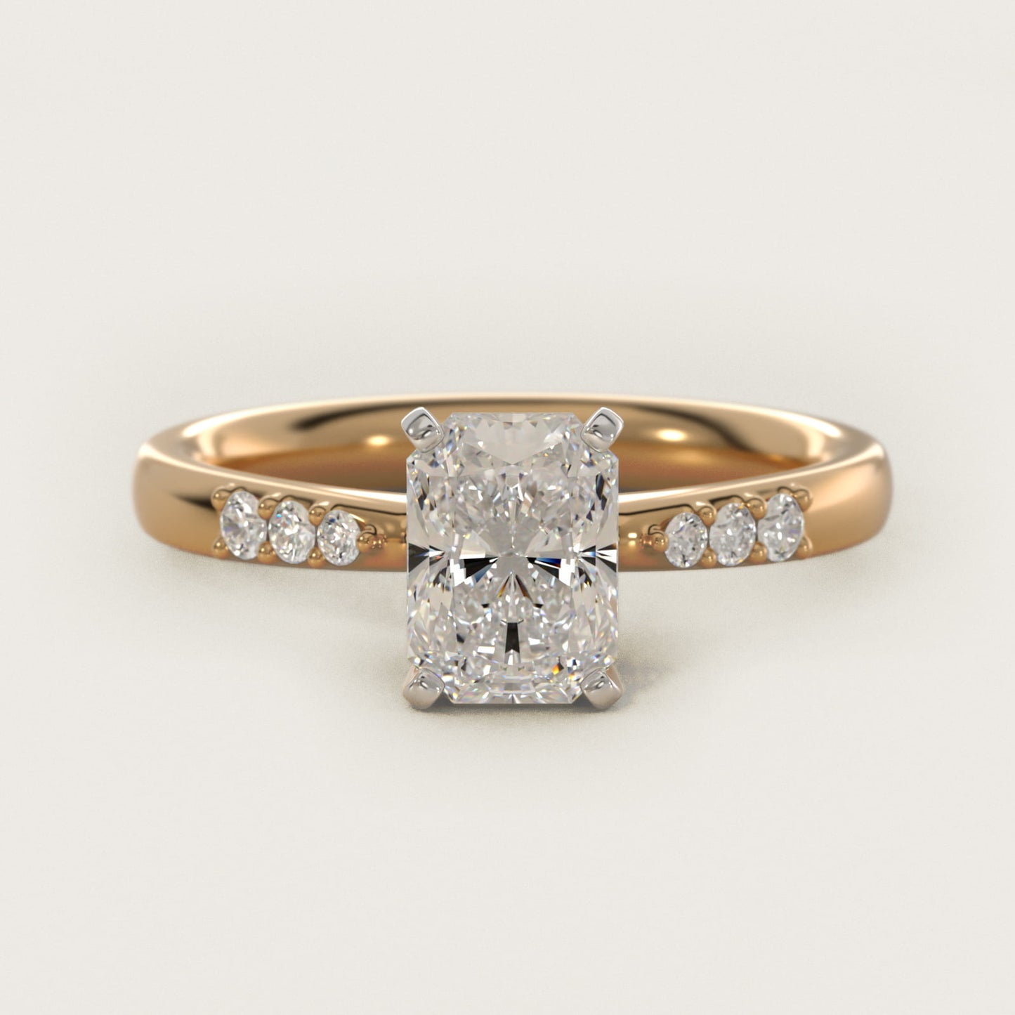 Petite Diamond Engagement Ring in 14k Yellow Gold (1/10 ct. tw.) - Radiant Center