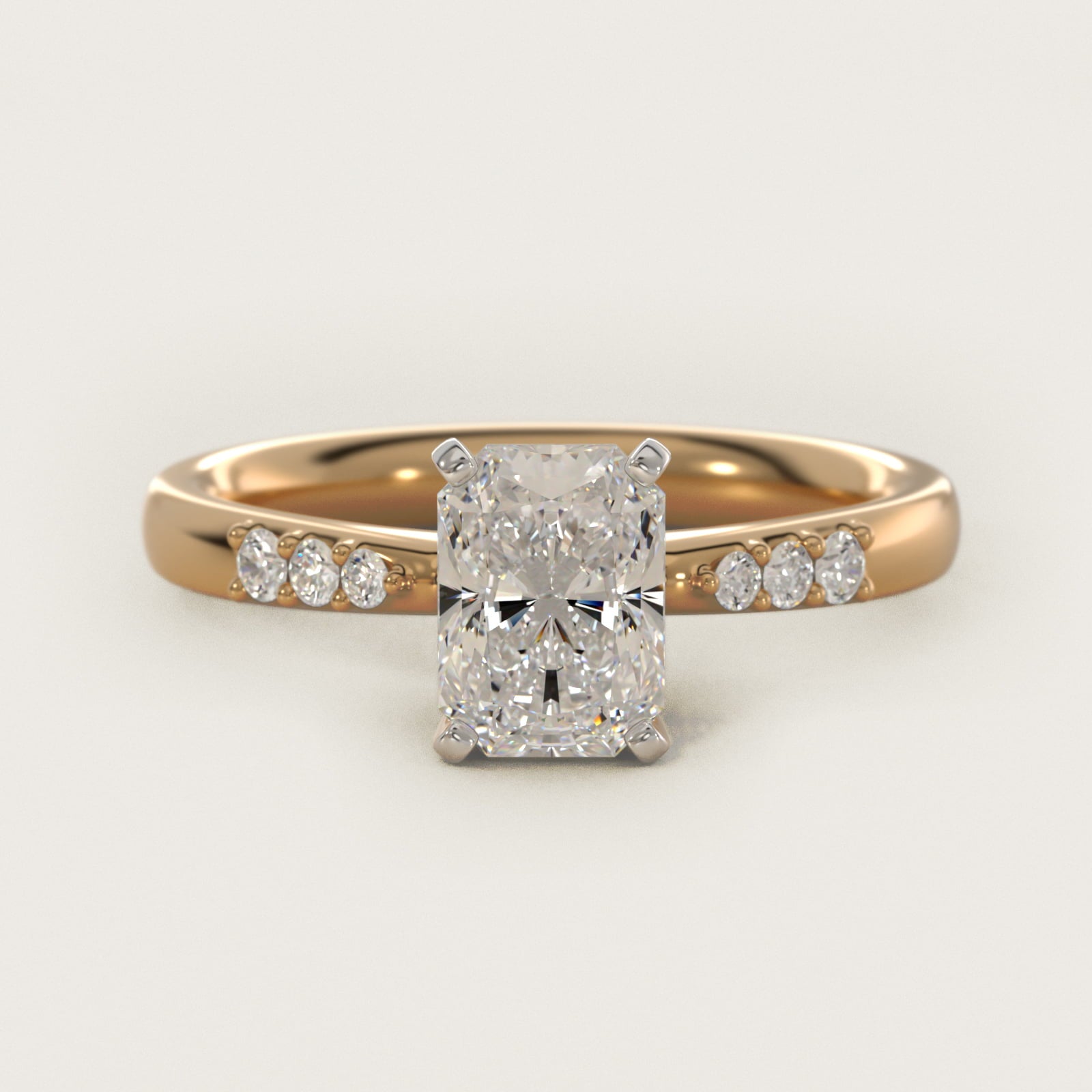Petite Diamond Engagement Ring in 14k Yellow Gold (1/10 ct. tw.) - Radiant Center