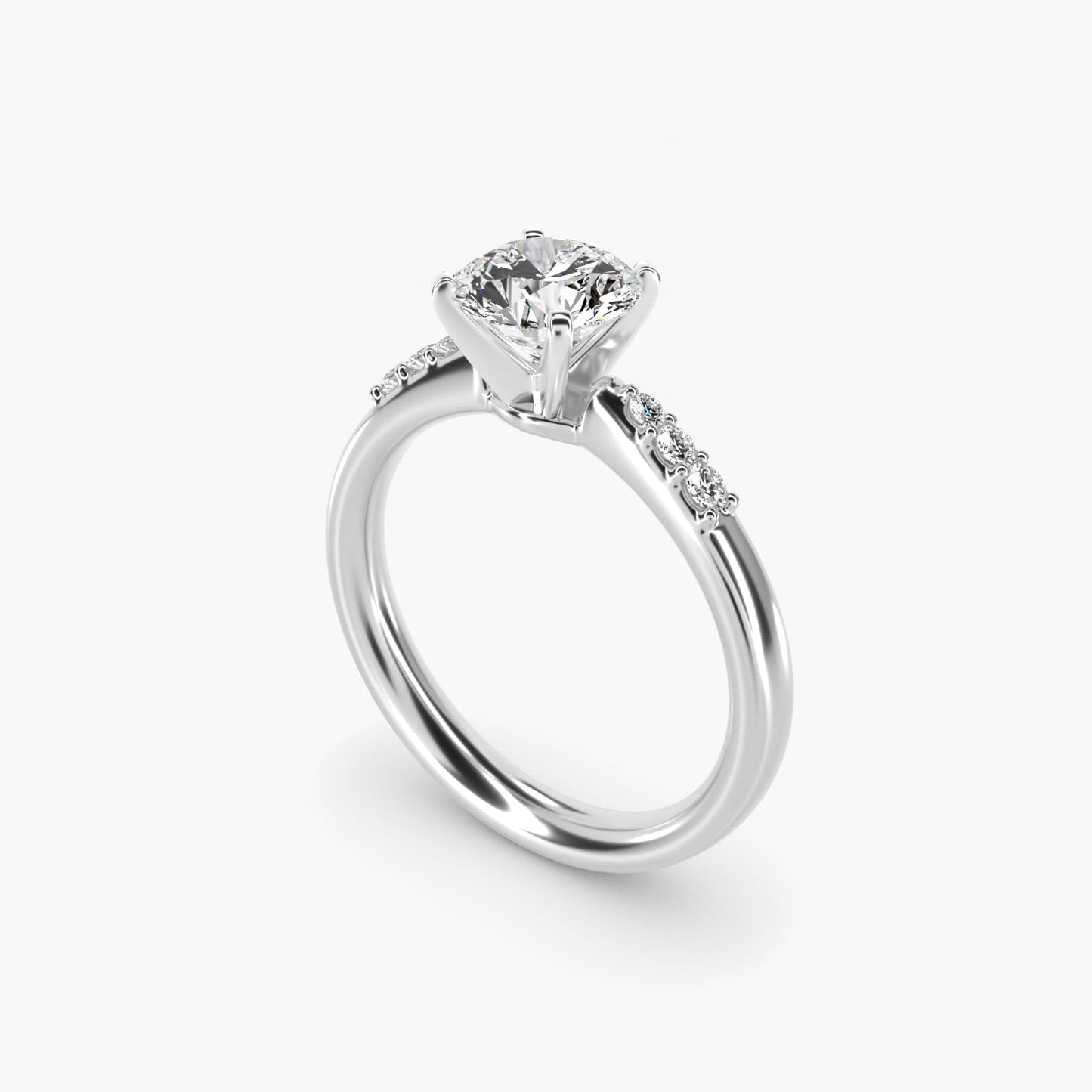 Petite Diamond Engagement Ring in 18k White Gold (1/10 ct. tw.) - Round Center