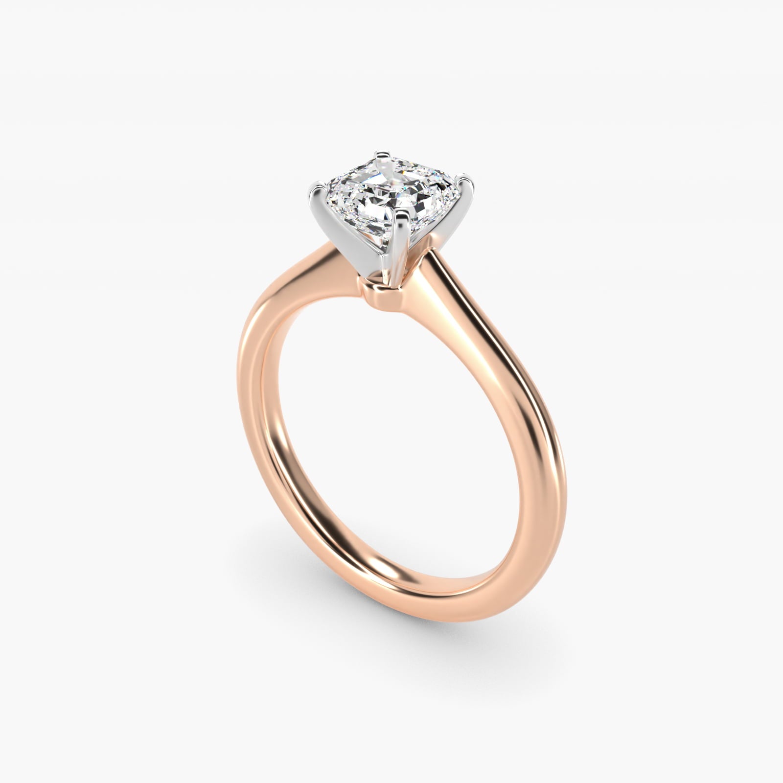 Petite Solitaire Engagement Ring in 18k Rose Gold - Asscher Center