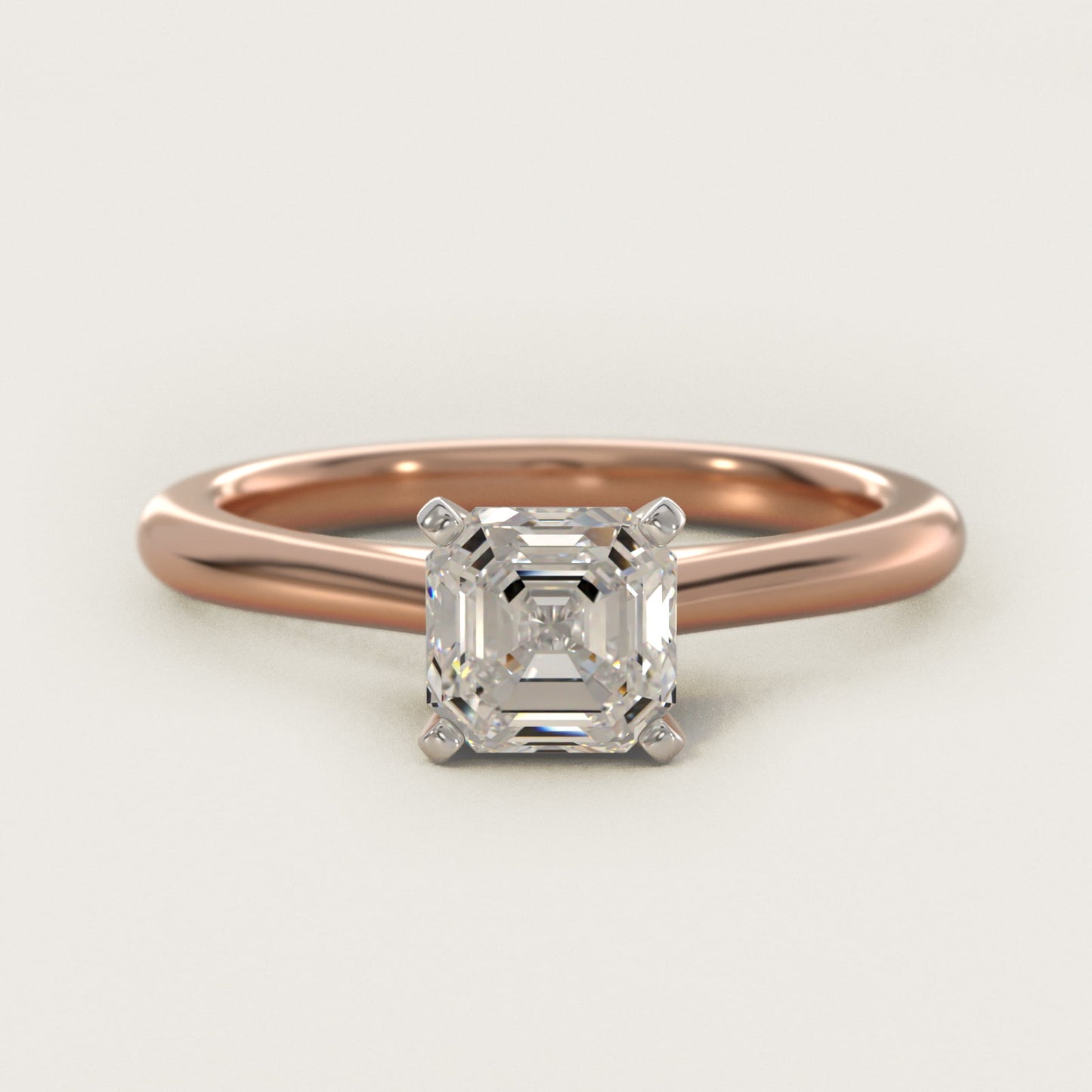 Petite Solitaire Engagement Ring in 18k Rose Gold - Asscher Center