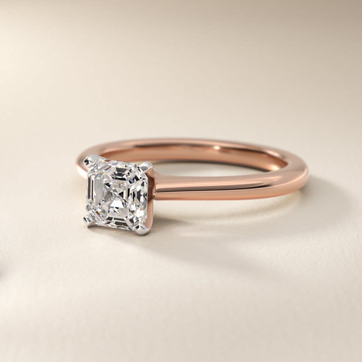 Petite Solitaire Engagement Ring in 18k Rose Gold - Asscher Center