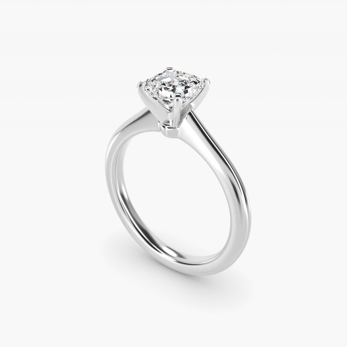 Petite Solitaire Engagement Ring in 14k White Gold - Asscher Center